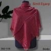 Soft İpek Düz Renk Simli Flamlı Eşarp Bordo  262-118