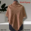 Soft İpek Düz Renk Simli Flamlı Eşarp karamel 262-113