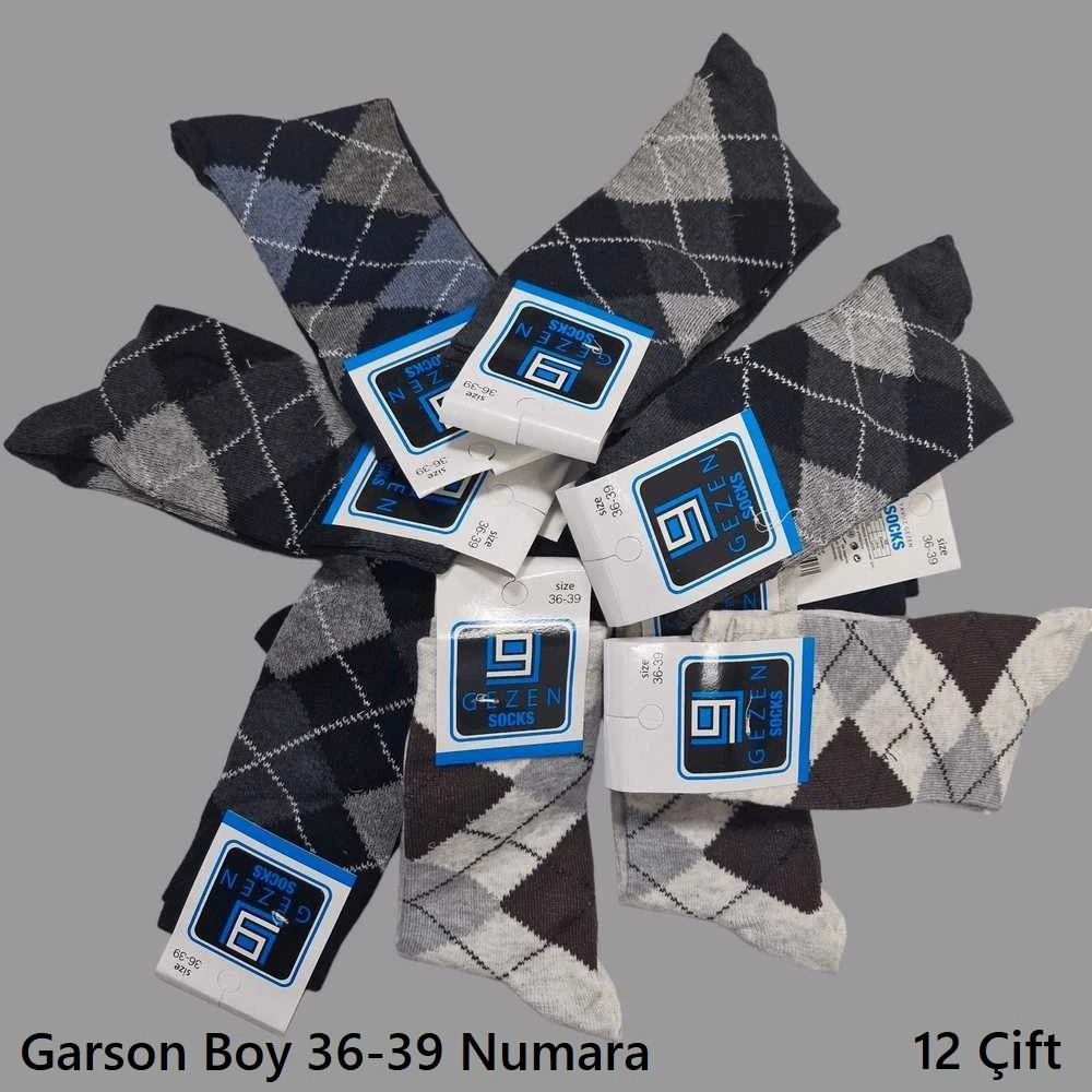 Aldano Gezen Erkek Garson Boy Soket Çorap (12 çift Karışık)