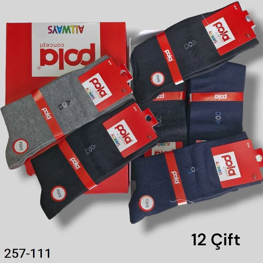 Pola Penye Dikişsiz Erkek Soket Çorap (12 Çift ) 257-111