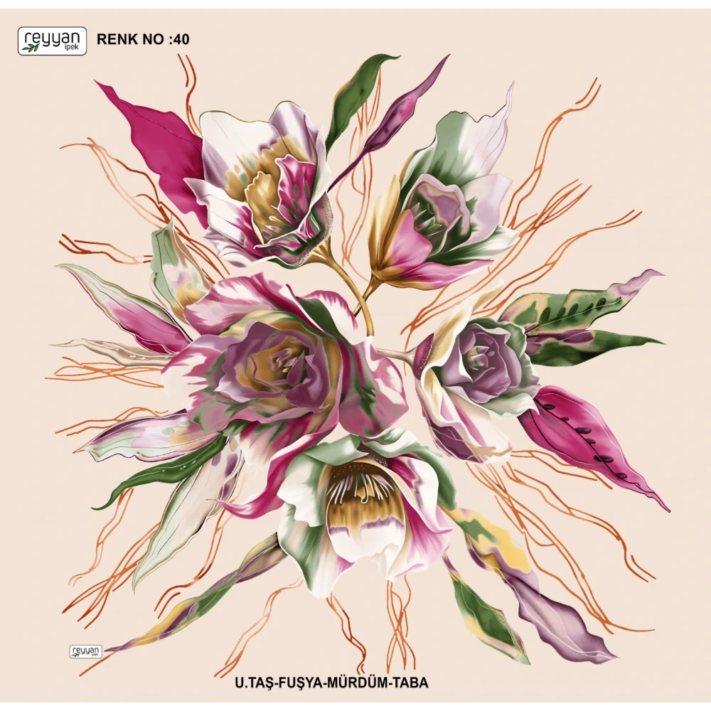 Reyyan İpek Desenli Oyalık Yazma 465-125