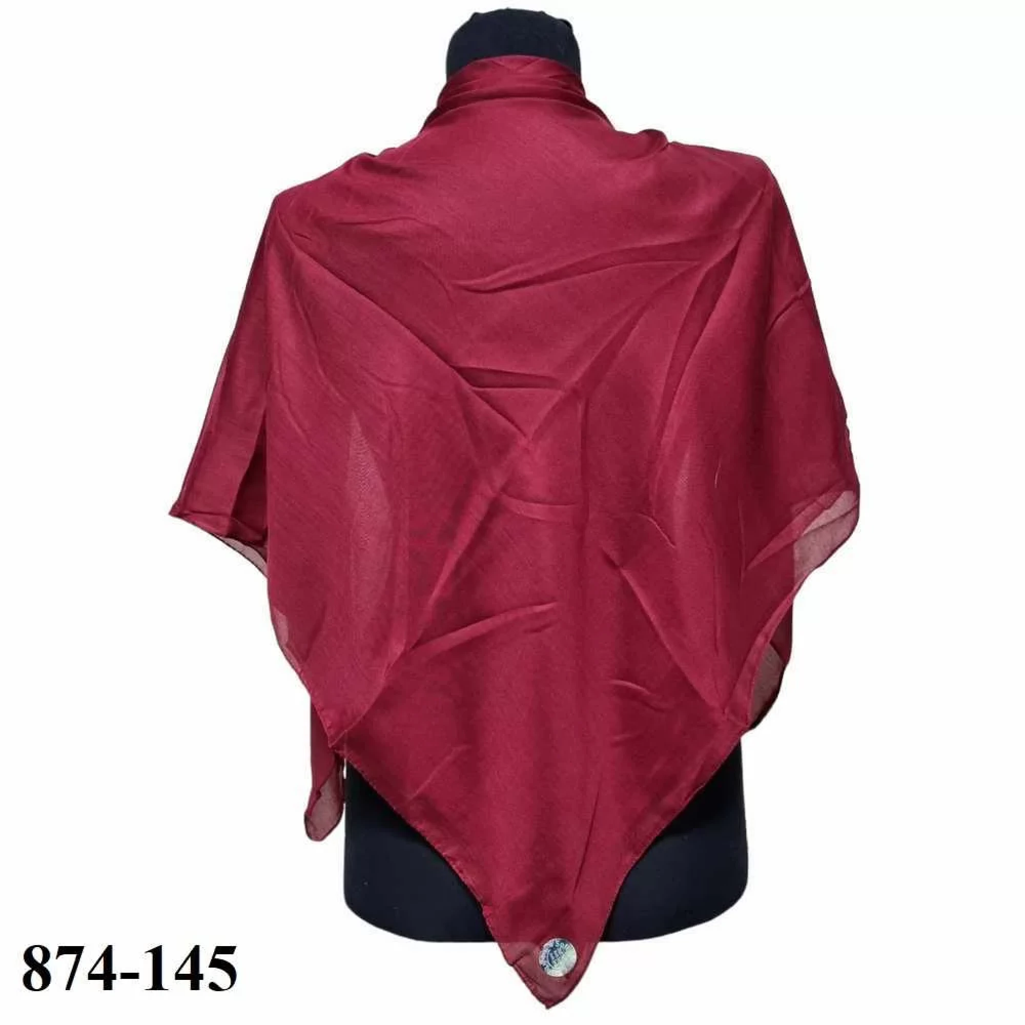 Soft İpek Kenar Dikişli Düz Yazma (canlı bordo) 874-145
