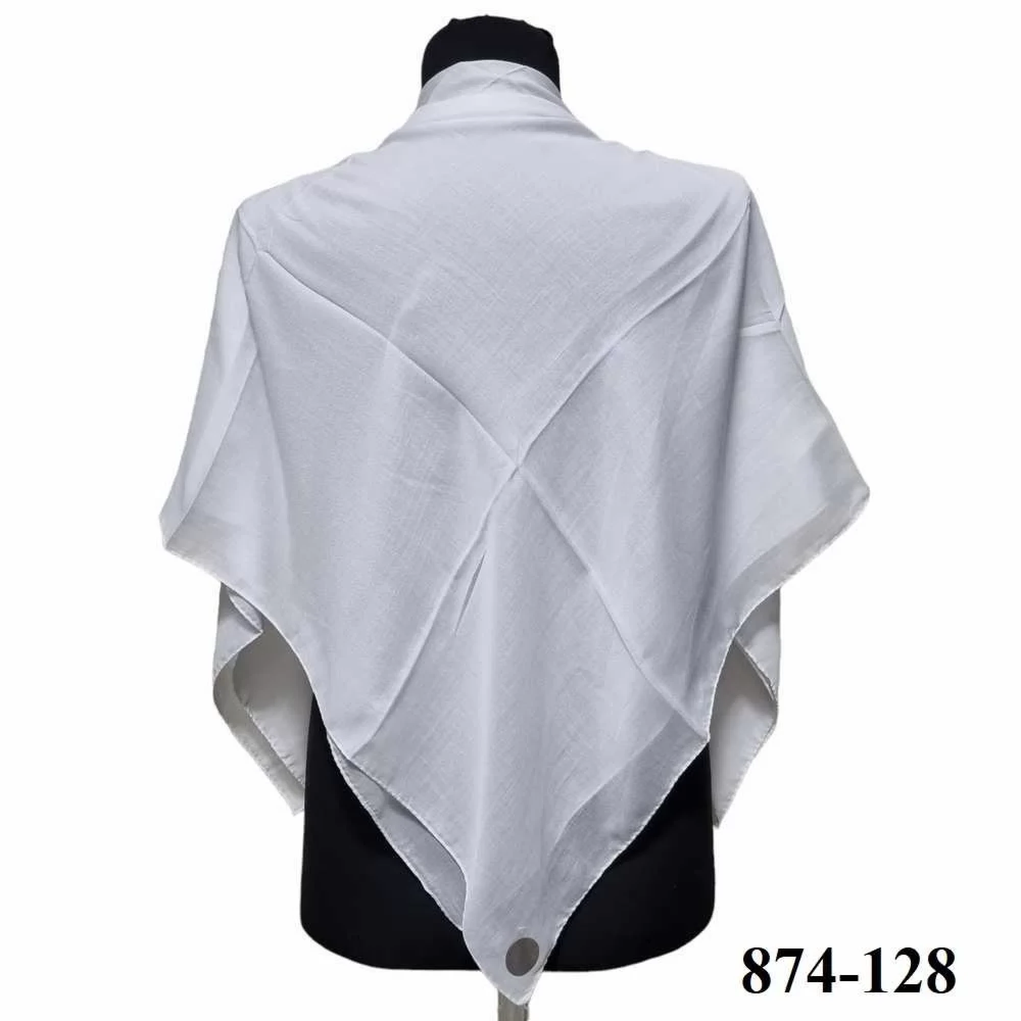 Soft İpek Kenar Dikişli Düz Yazma (beyaz) 874-128