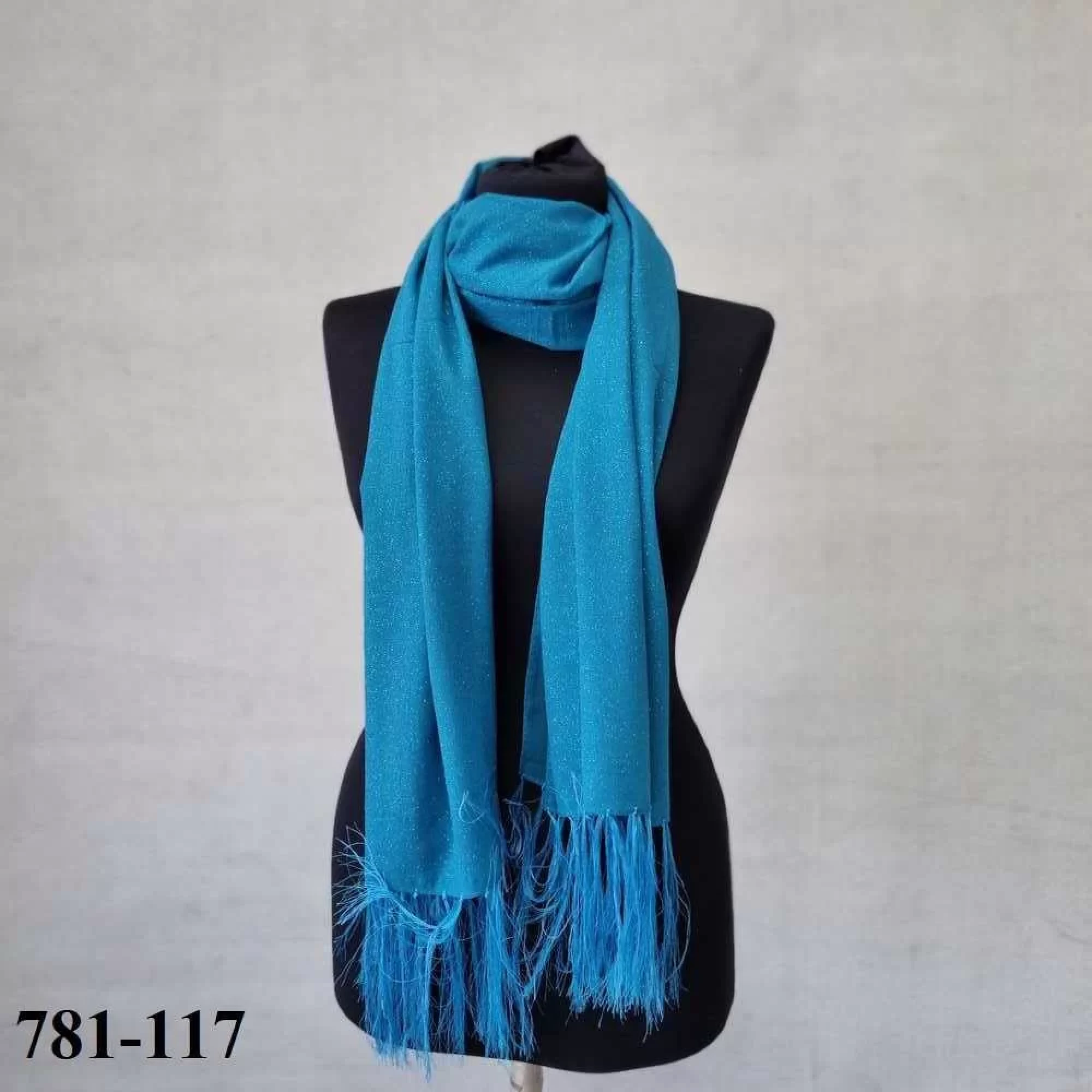 Simli Ve Püsküllü Abiye Şal A.Petrol 781-117