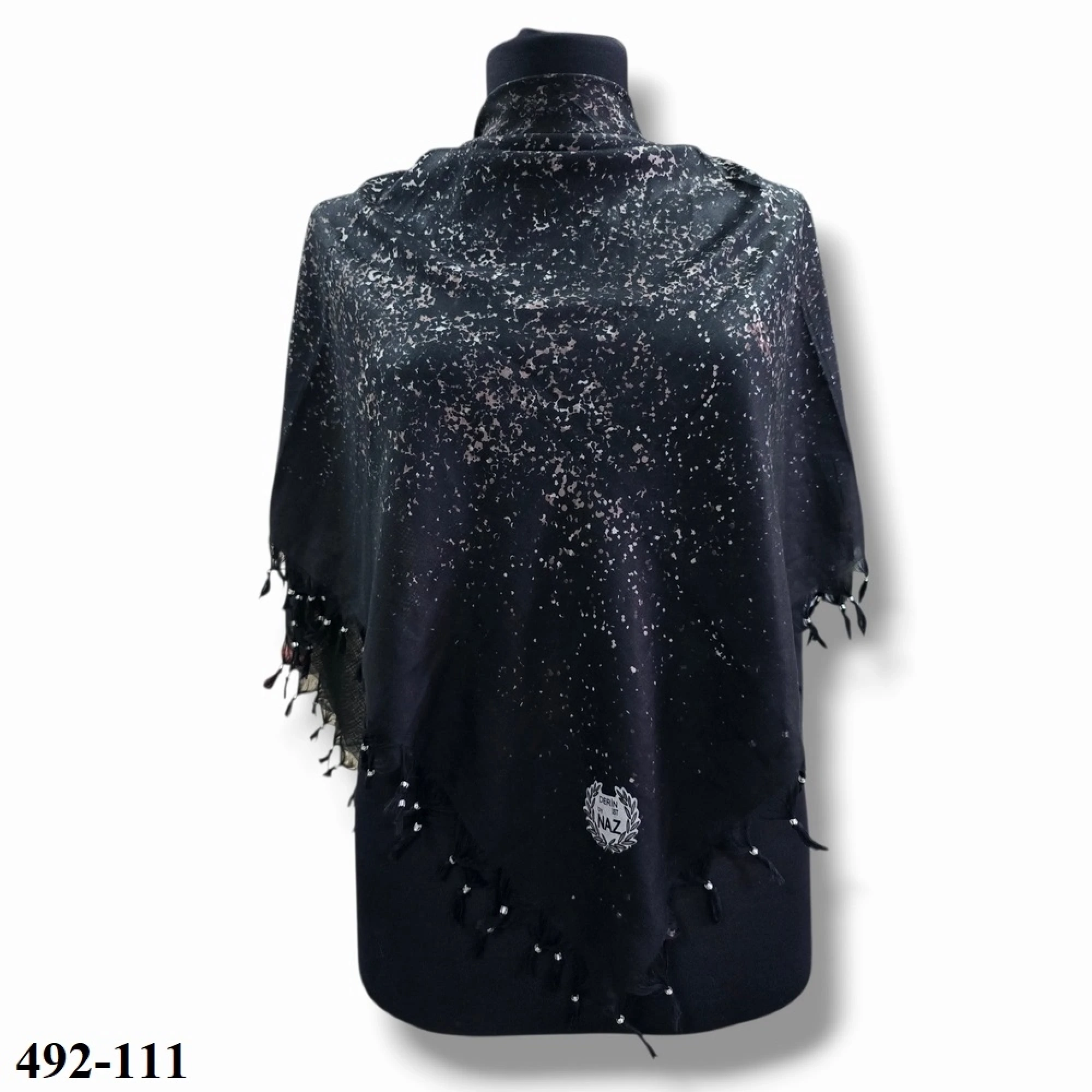 Naz İpek Desenli Sökme Boncuklu Eşarp 492-111