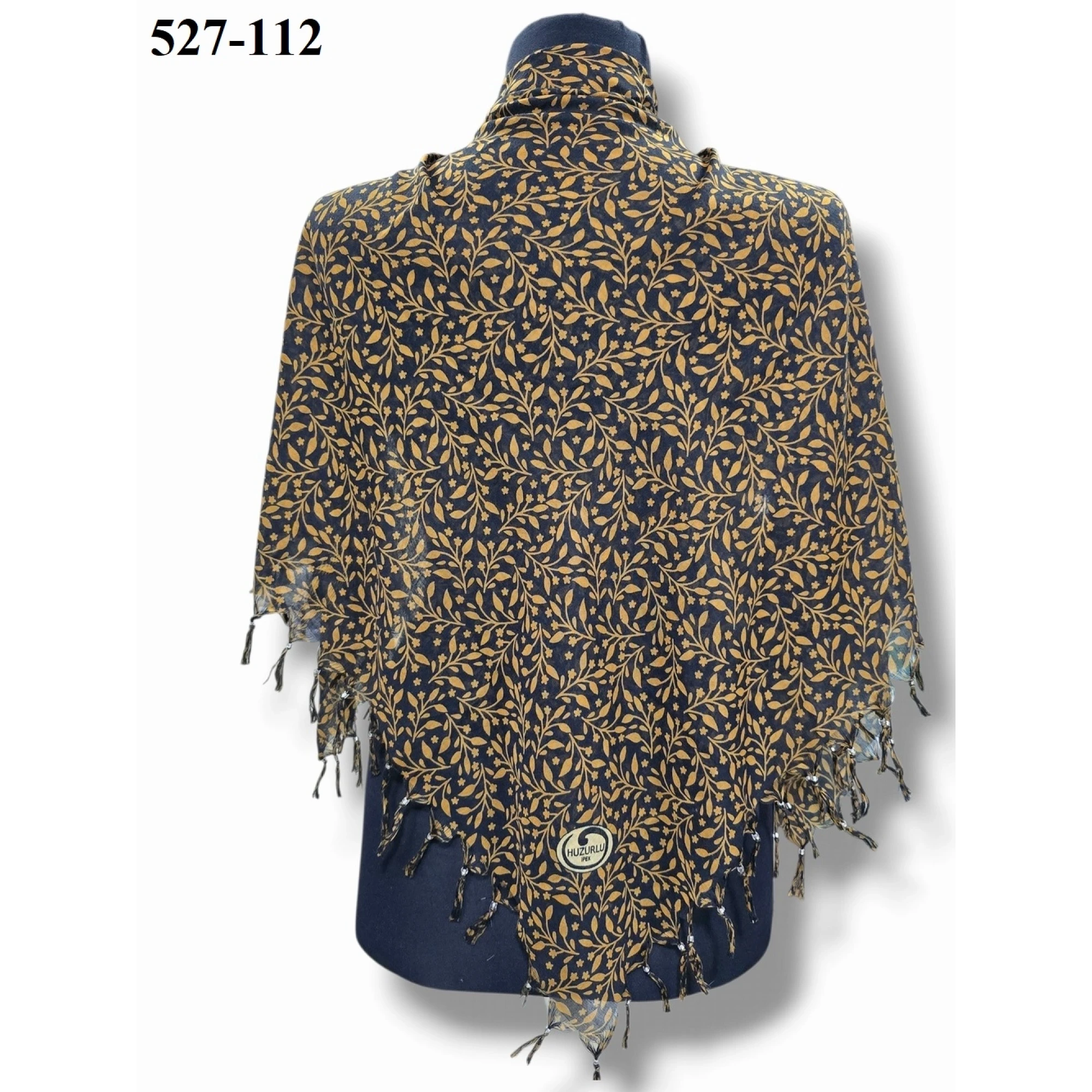 Huzurlu İpek Desenli Sökme Boncuklu Eşarp 527-112