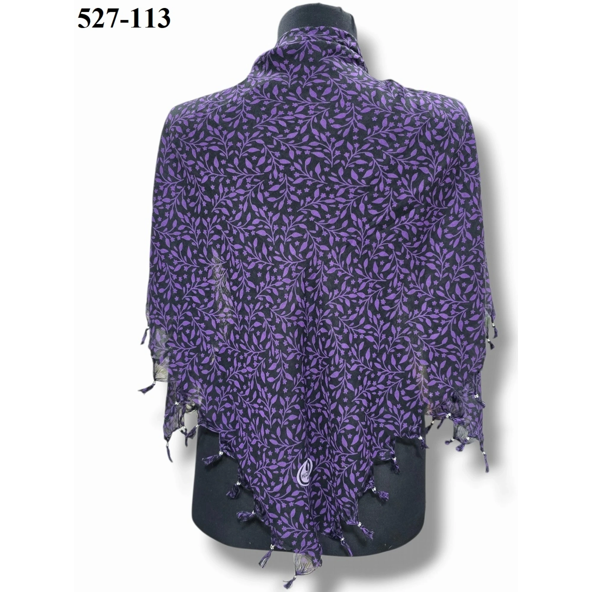 Huzurlu İpek Desenli Sökme Boncuklu Eşarp 527-113