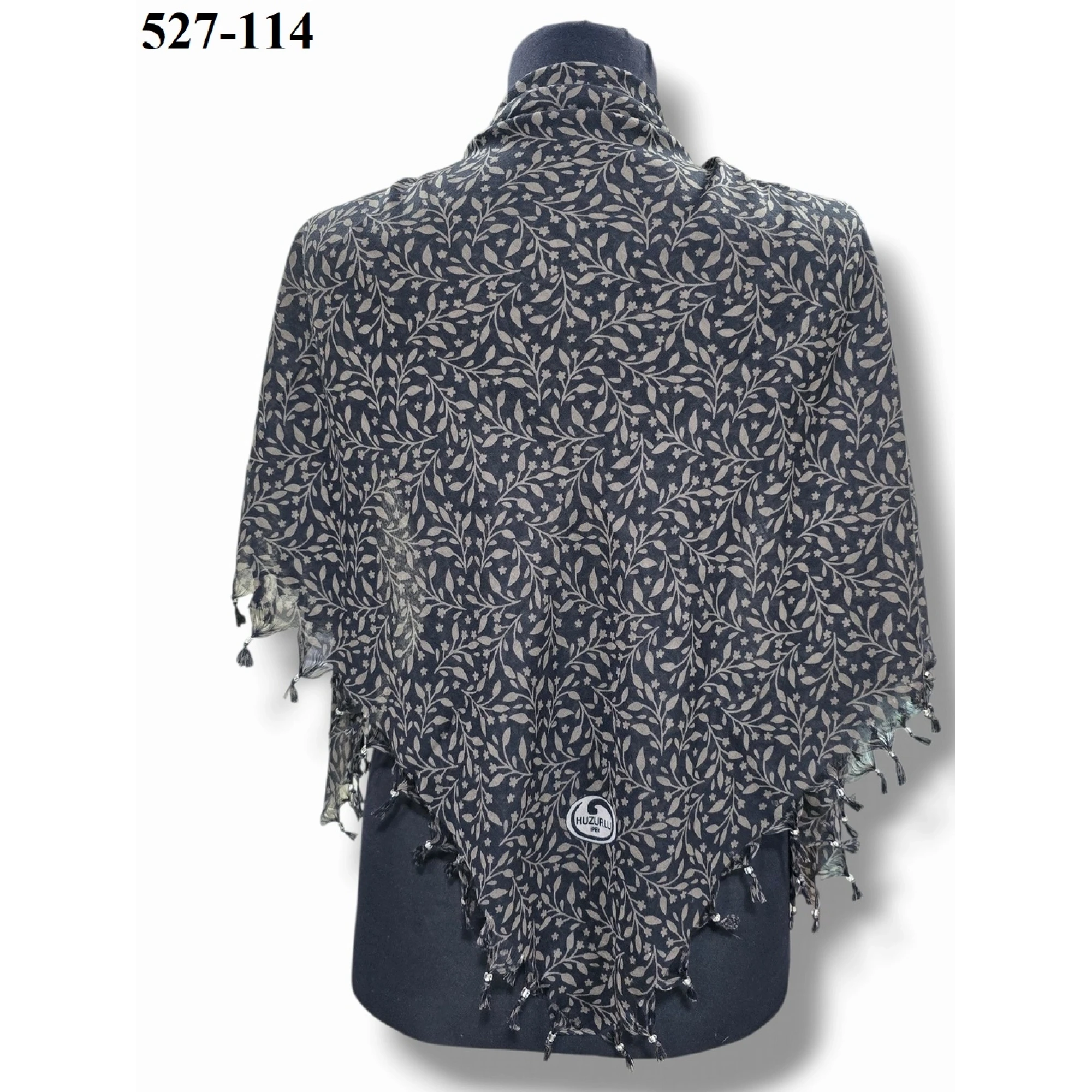 Huzurlu İpek Desenli Sökme Boncuklu Eşarp 527-114