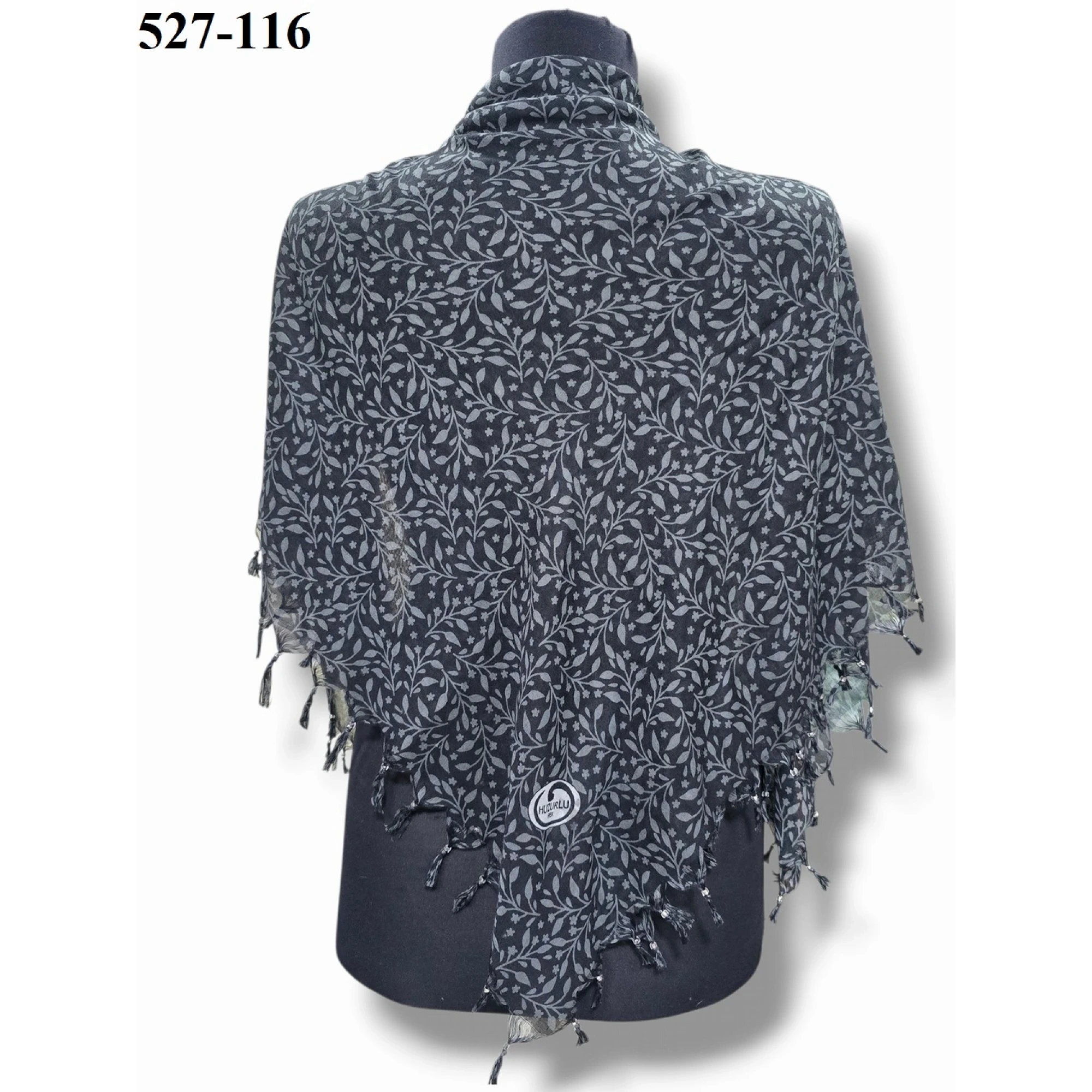 Huzurlu İpek Desenli Sökme Boncuklu Eşarp 527-116
