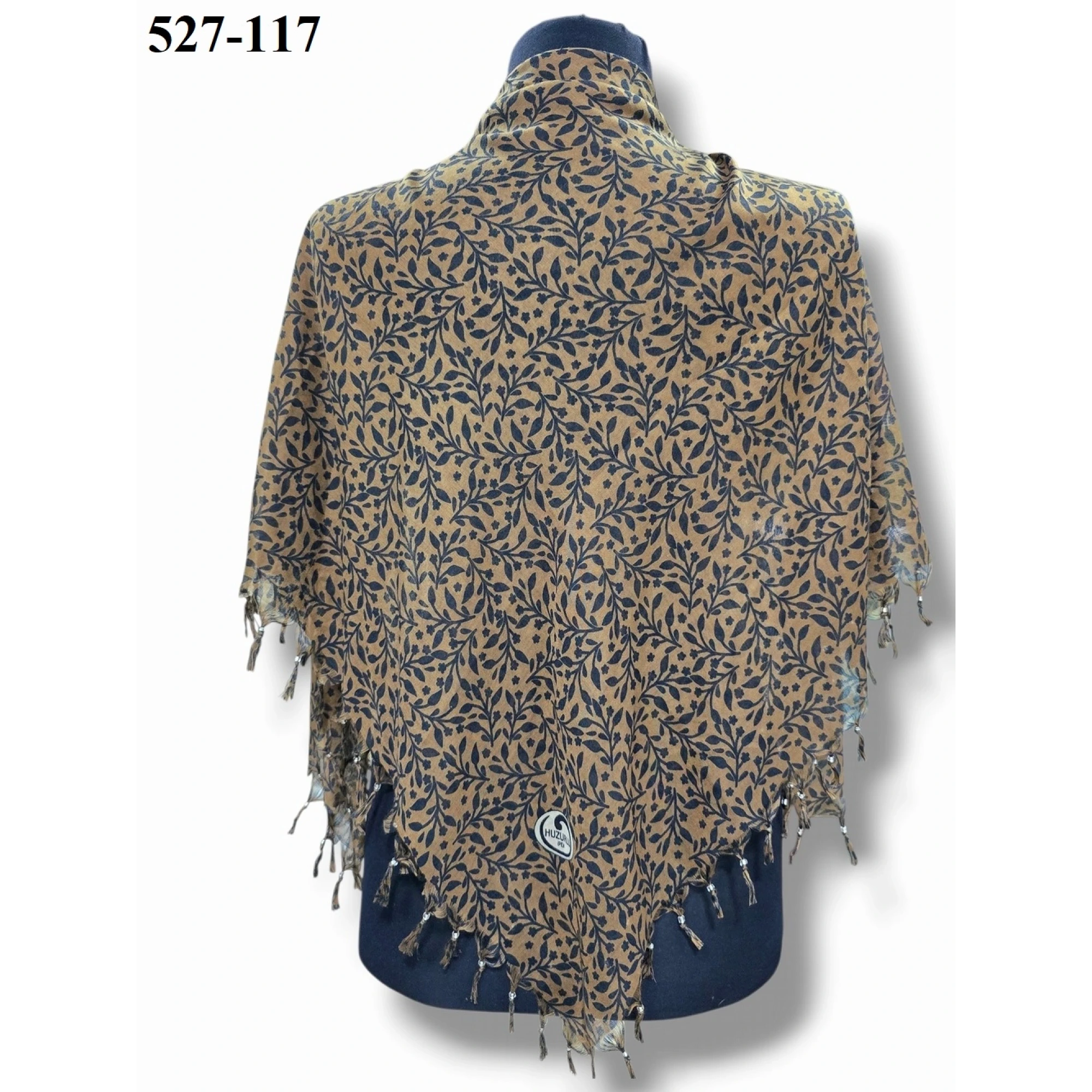 Huzurlu İpek Desenli Sökme Boncuklu Eşarp 527-117