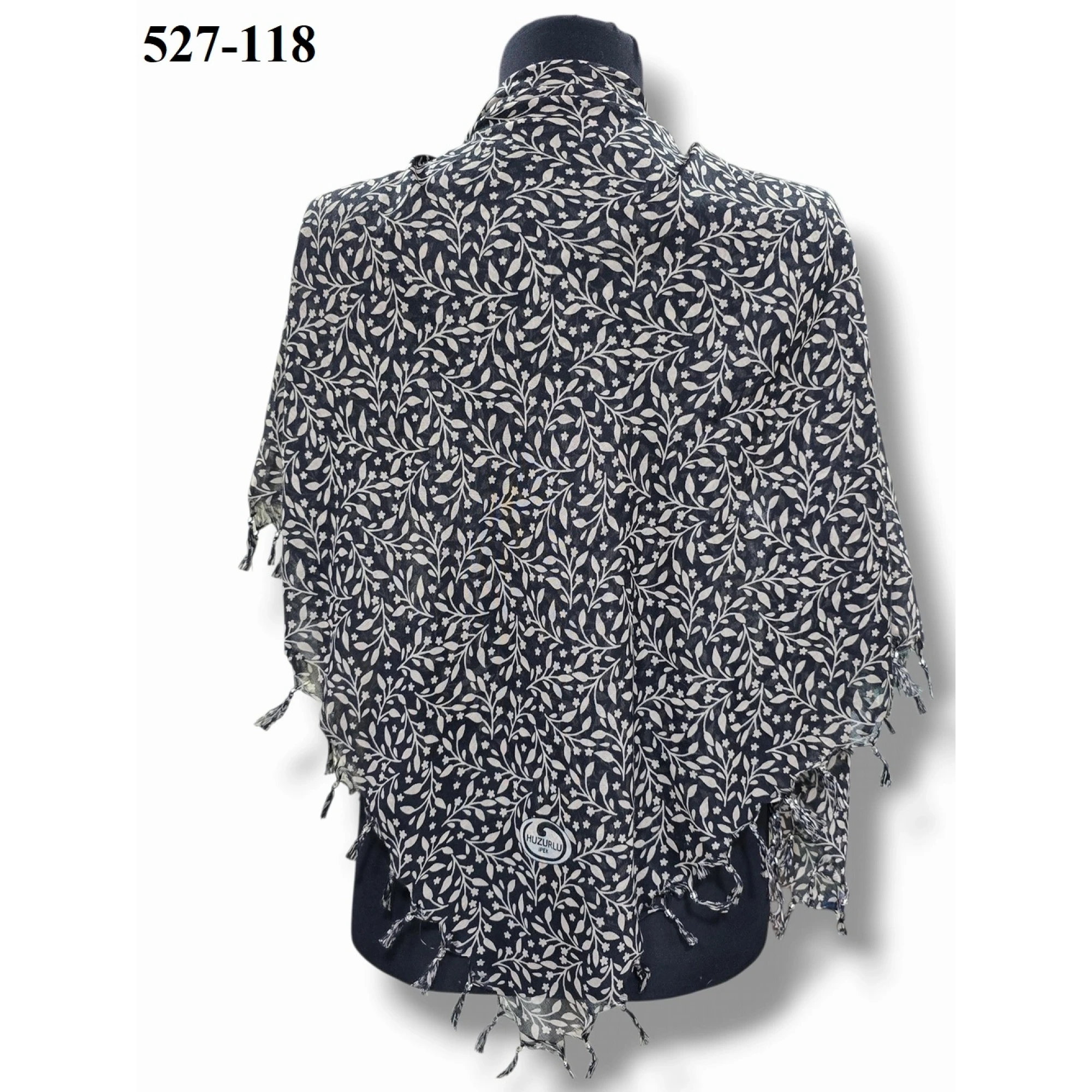 Huzurlu İpek Desenli Sökme Boncuklu Eşarp 527-118
