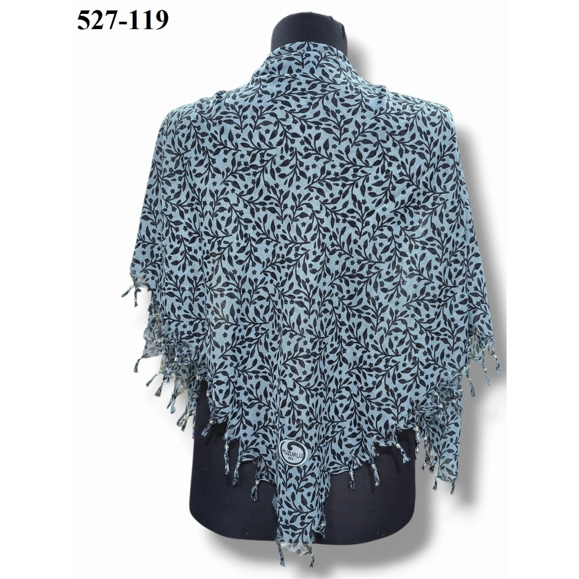 Huzurlu İpek Desenli Sökme Boncuklu Eşarp 527-119