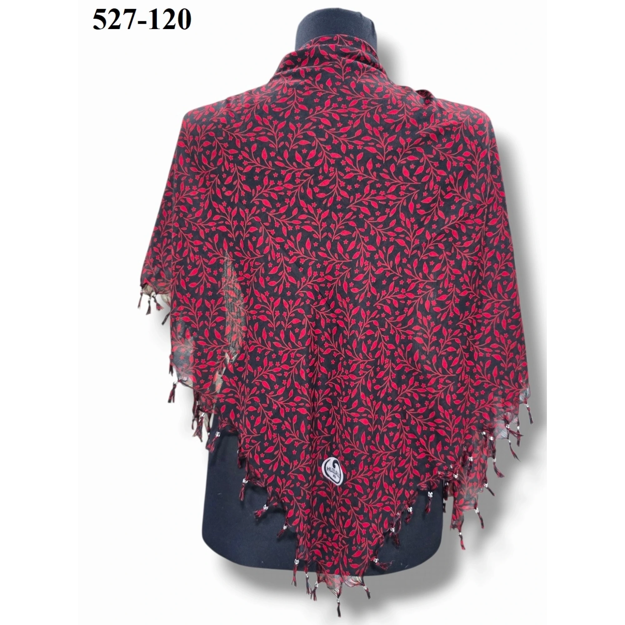 Huzurlu İpek Desenli Sökme Boncuklu Eşarp 527-120