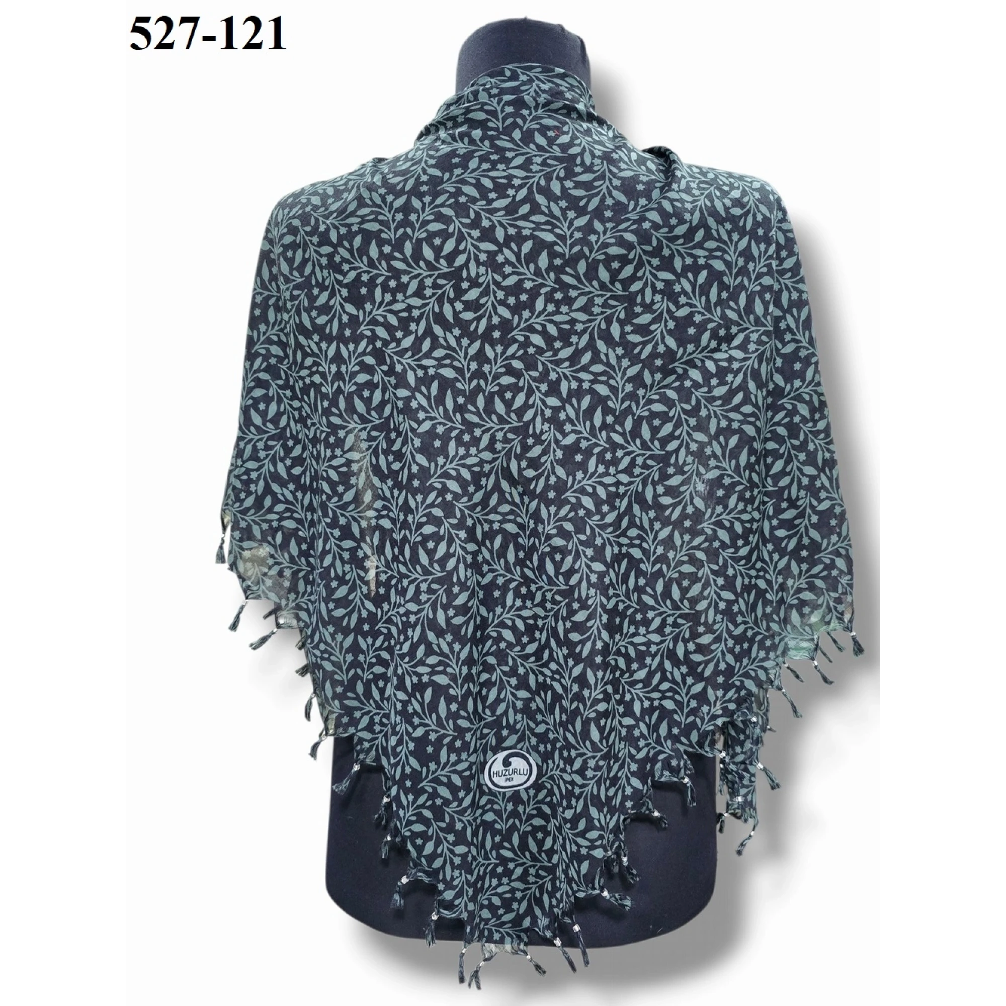 Huzurlu İpek Desenli Sökme Boncuklu Eşarp 527-121