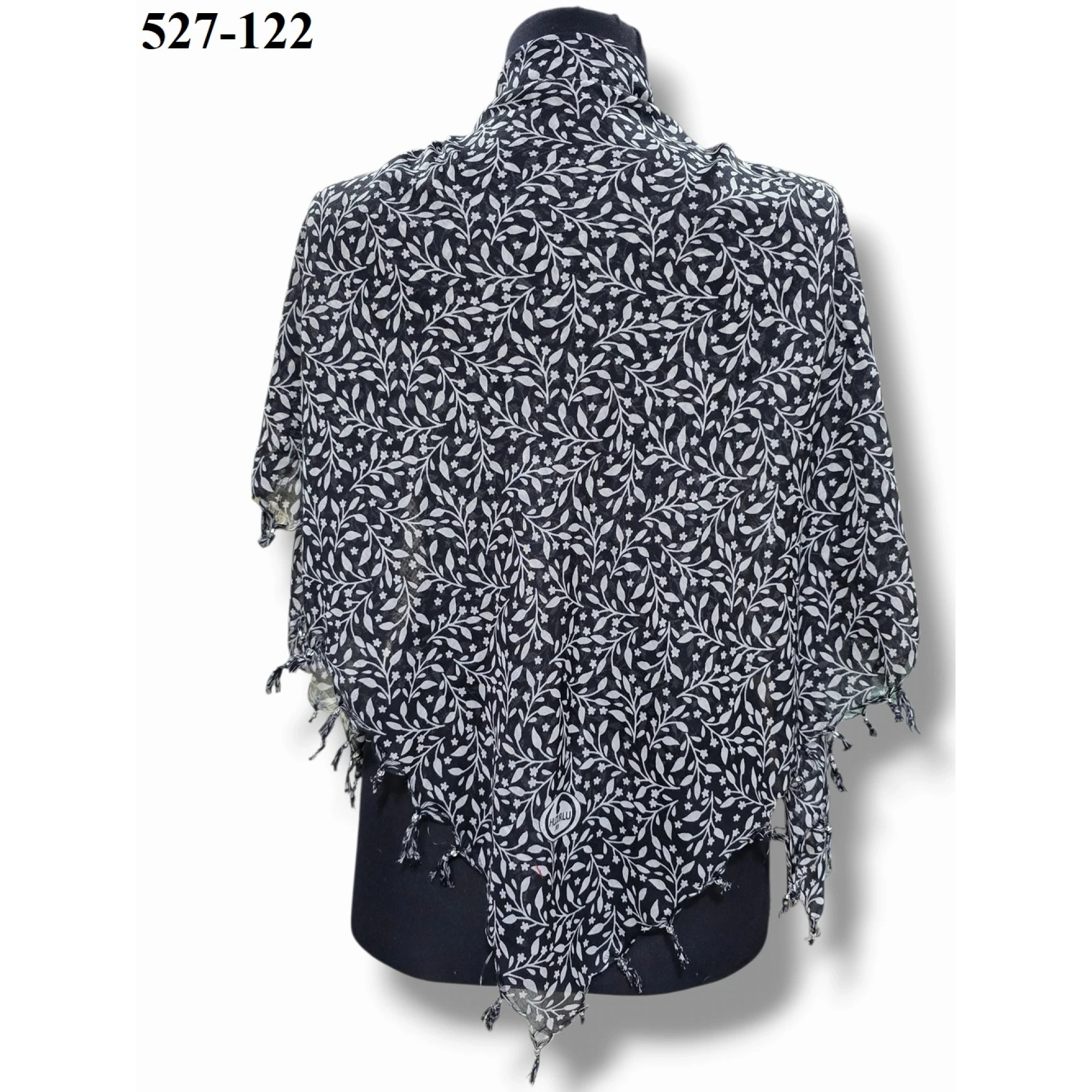 Huzurlu İpek Desenli Sökme Boncuklu Eşarp 527-122