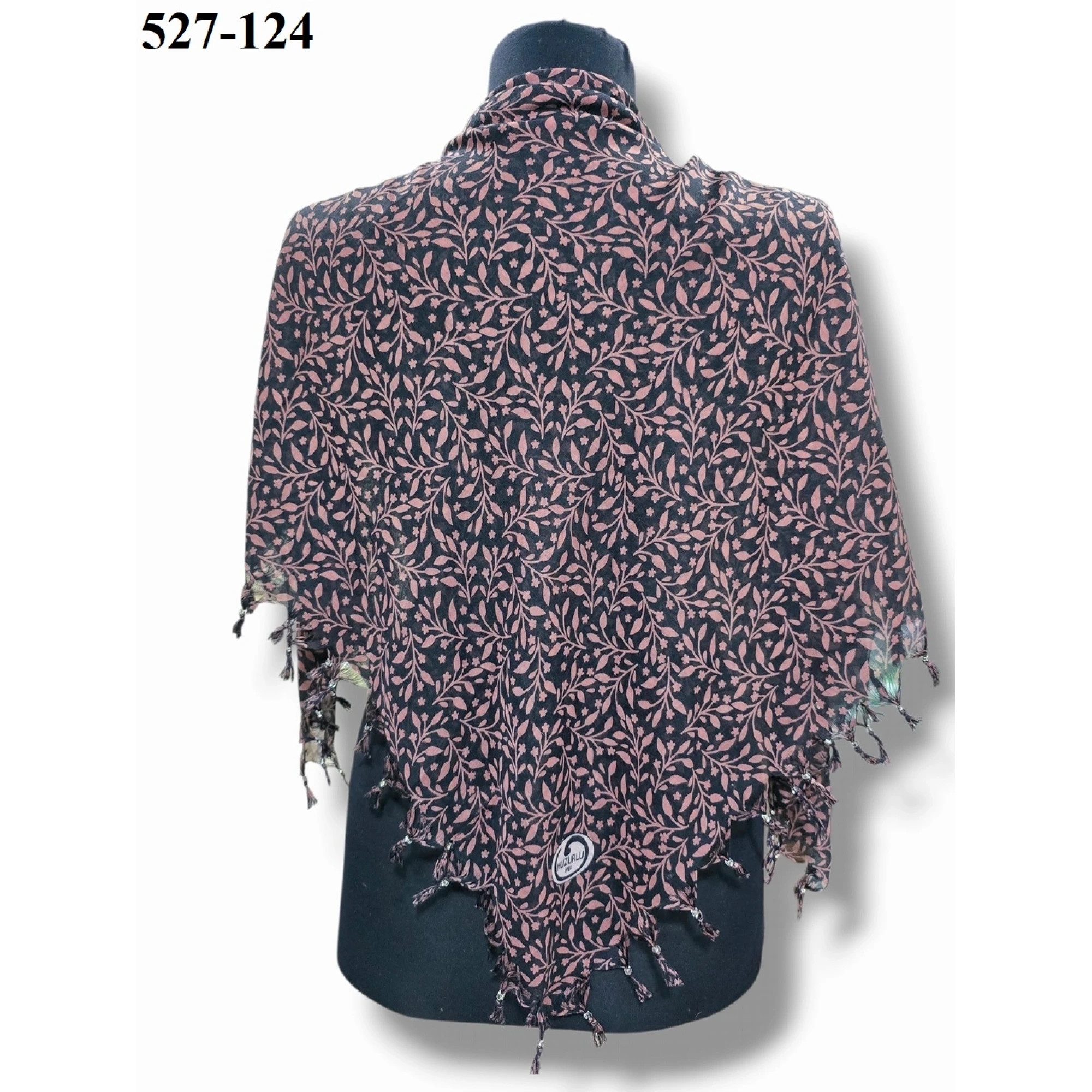 Huzurlu İpek Desenli Sökme Boncuklu Eşarp 527-124