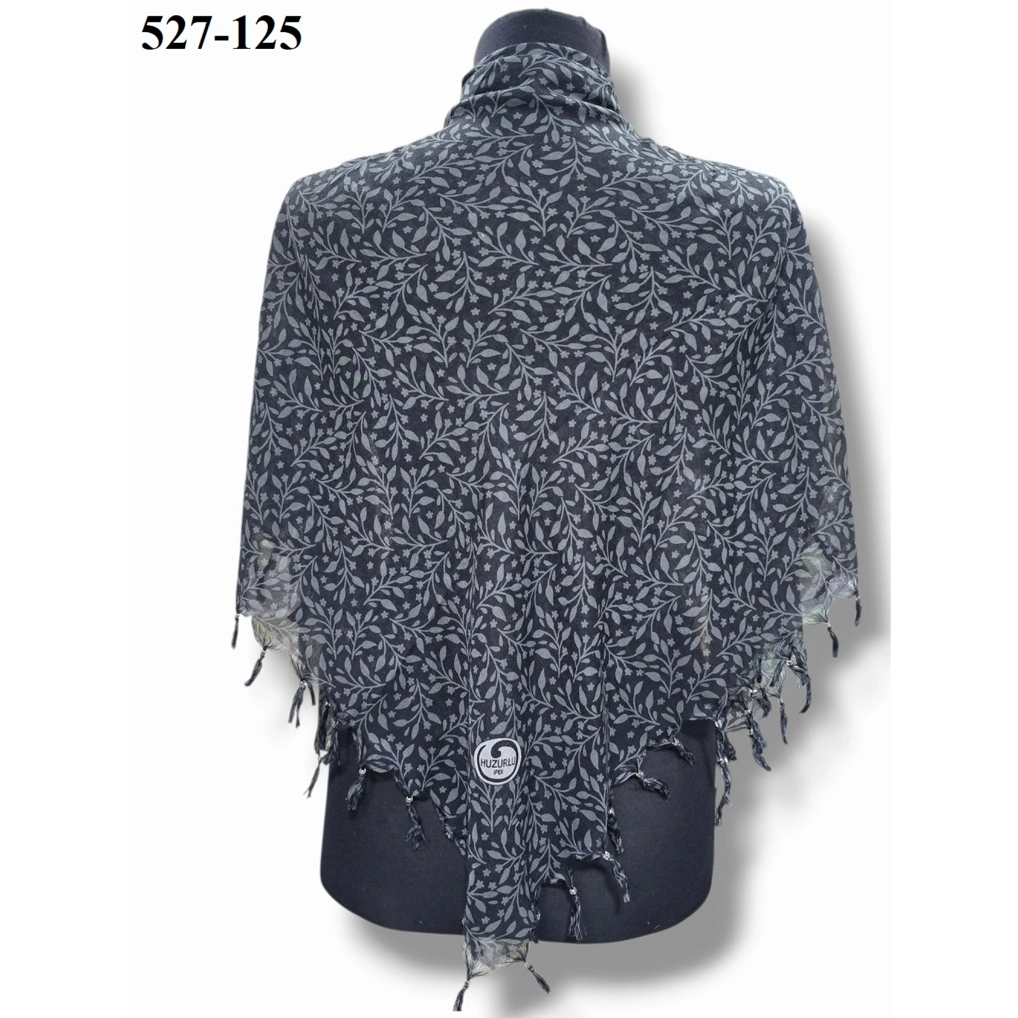 Huzurlu İpek Desenli Sökme Boncuklu Eşarp 527-125