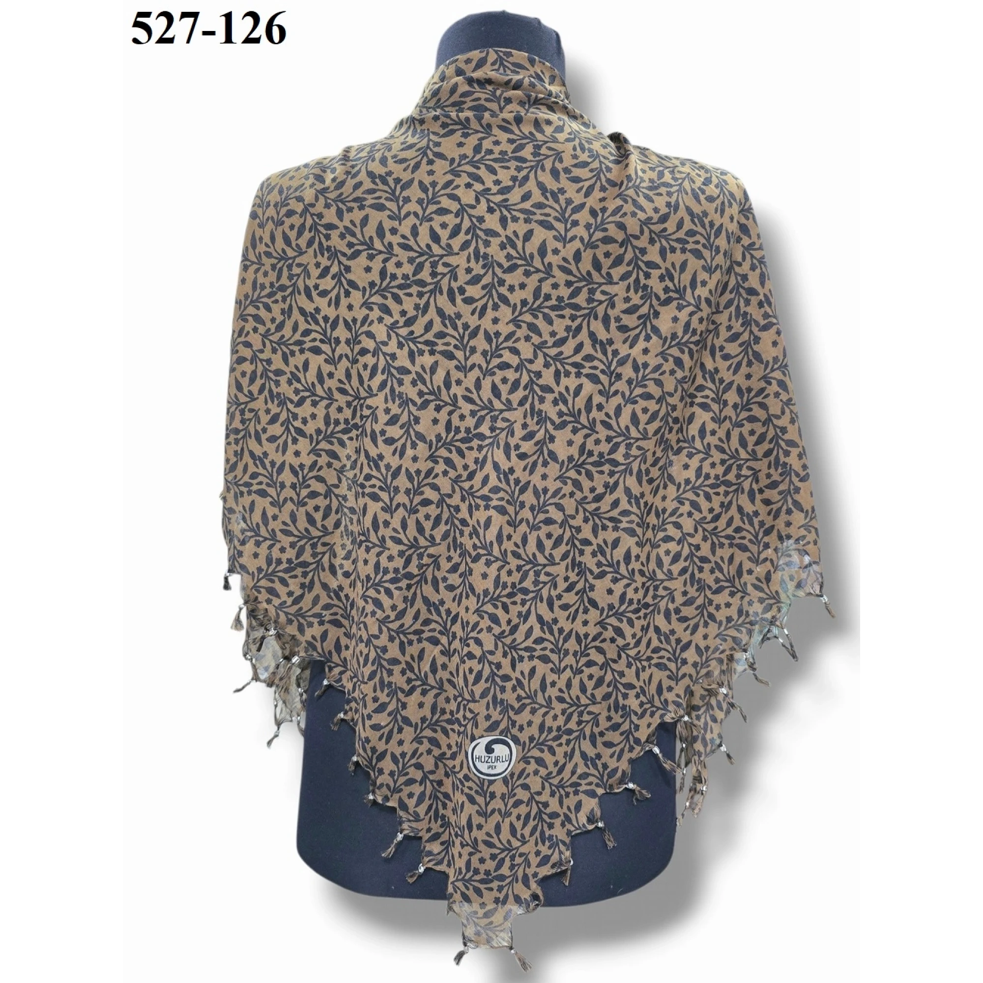 Huzurlu İpek Desenli Sökme Boncuklu Eşarp 527-126
