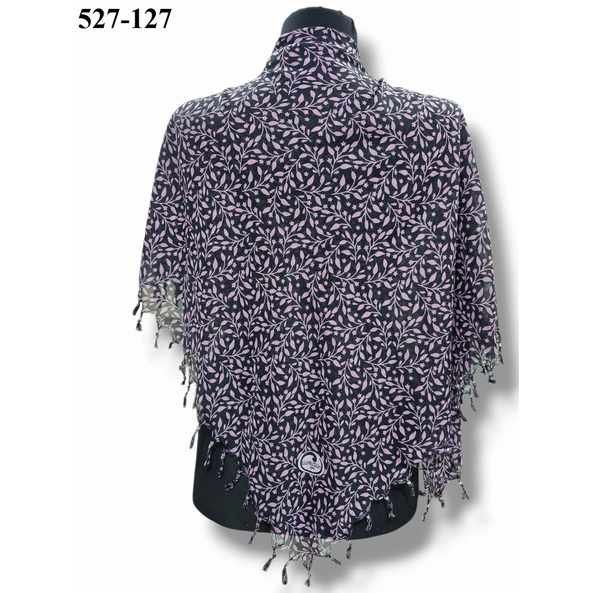 Huzurlu İpek Desenli Sökme Boncuklu Eşarp 527-127