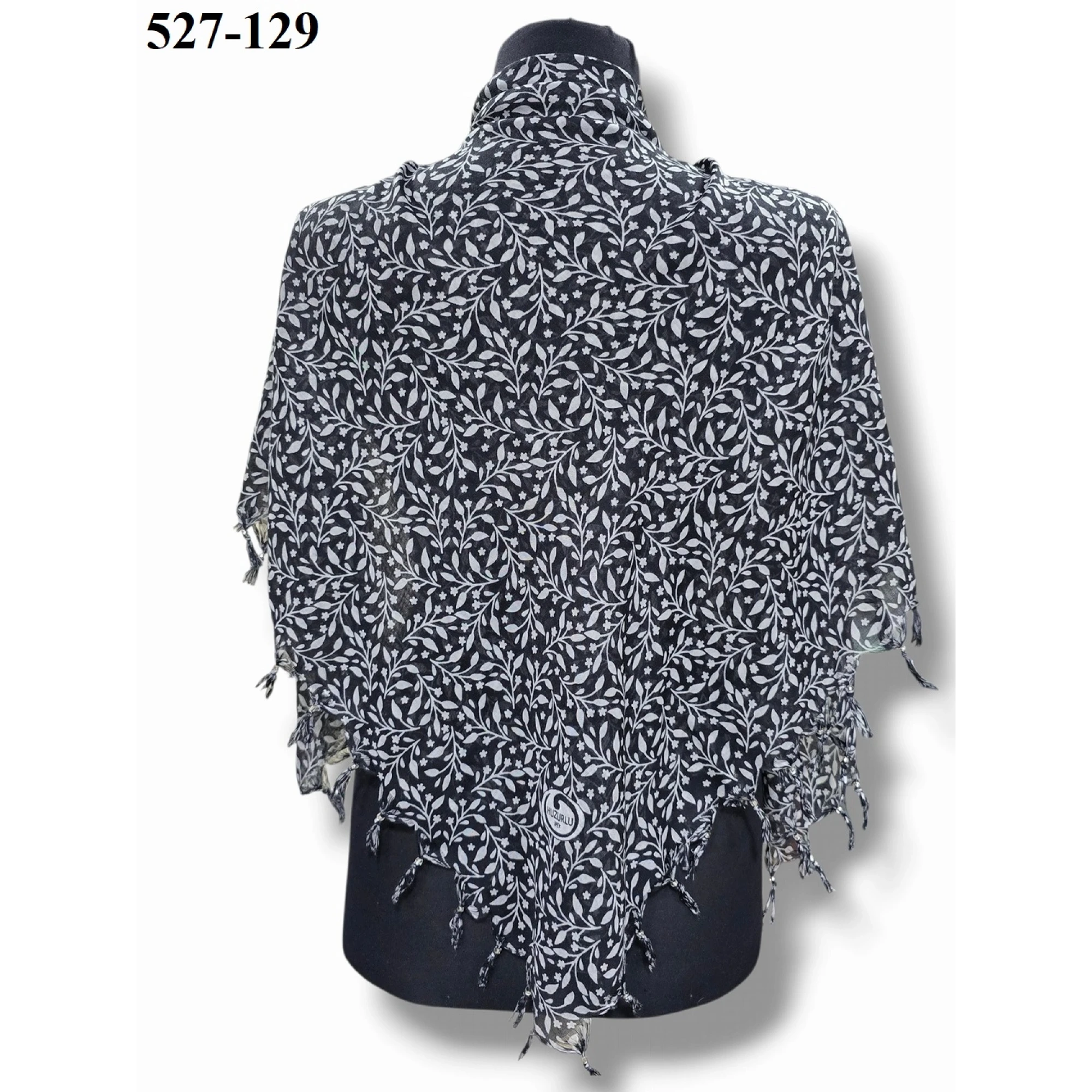 Huzurlu İpek Desenli Sökme Boncuklu Eşarp 527-129