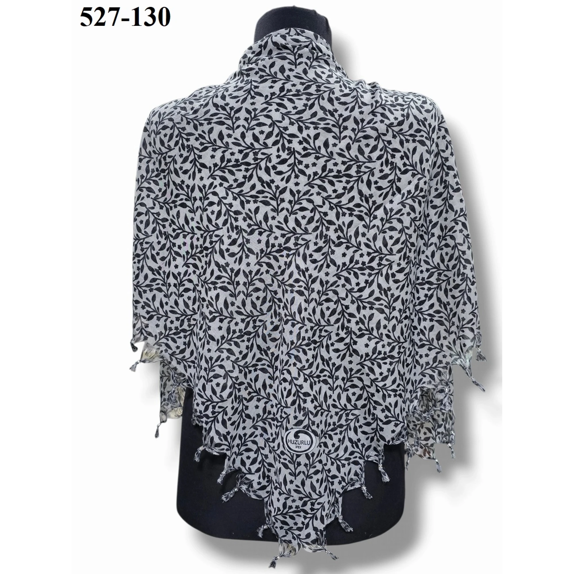 Huzurlu İpek Desenli Sökme Boncuklu Eşarp 527-130