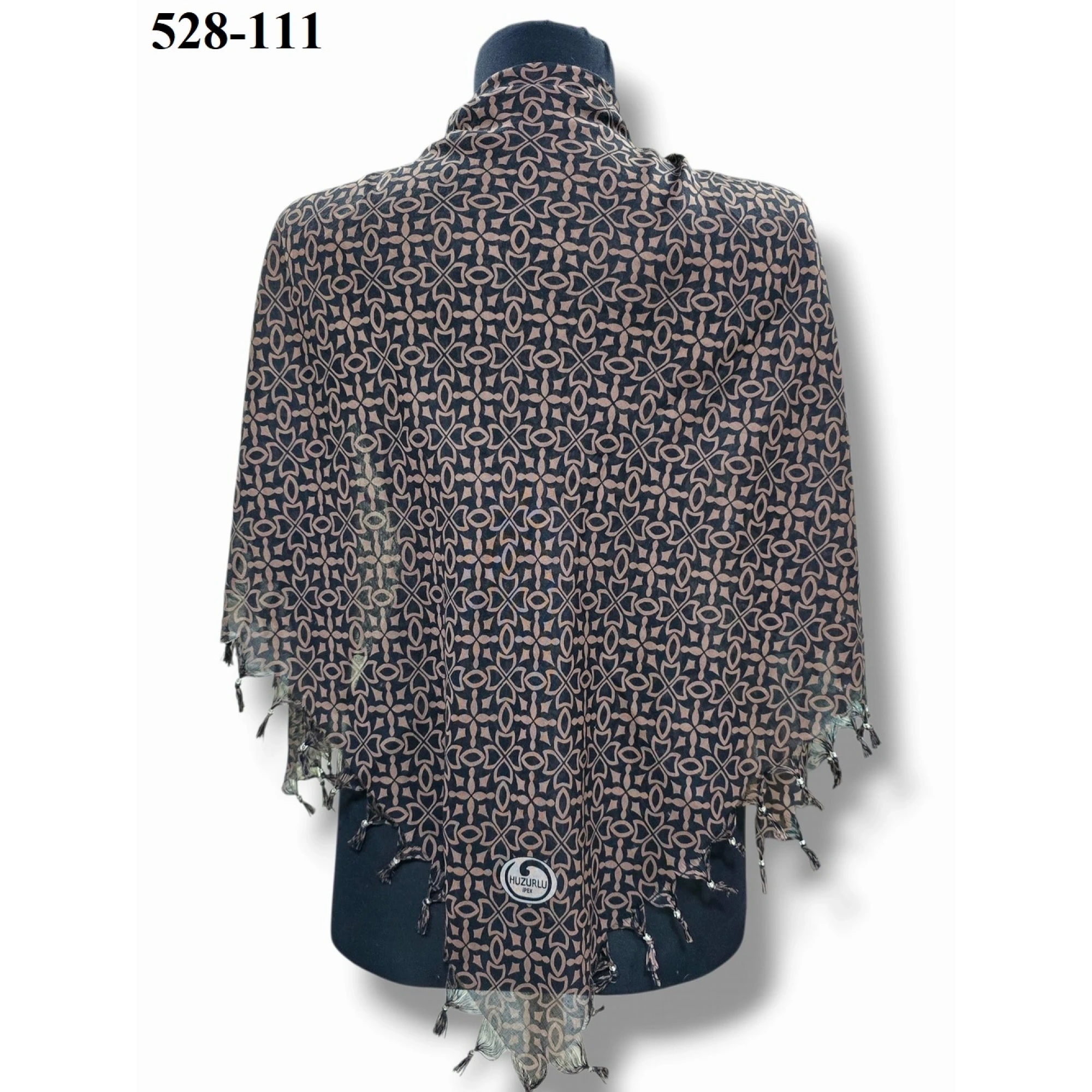 Huzurlu İpek Desenli Sökme Boncuklu Eşarp 528-111