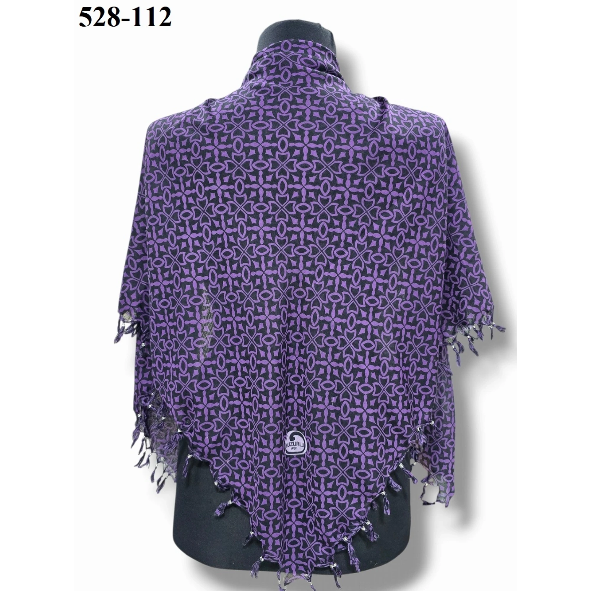 Huzurlu İpek Desenli Sökme Boncuklu Eşarp 528-112