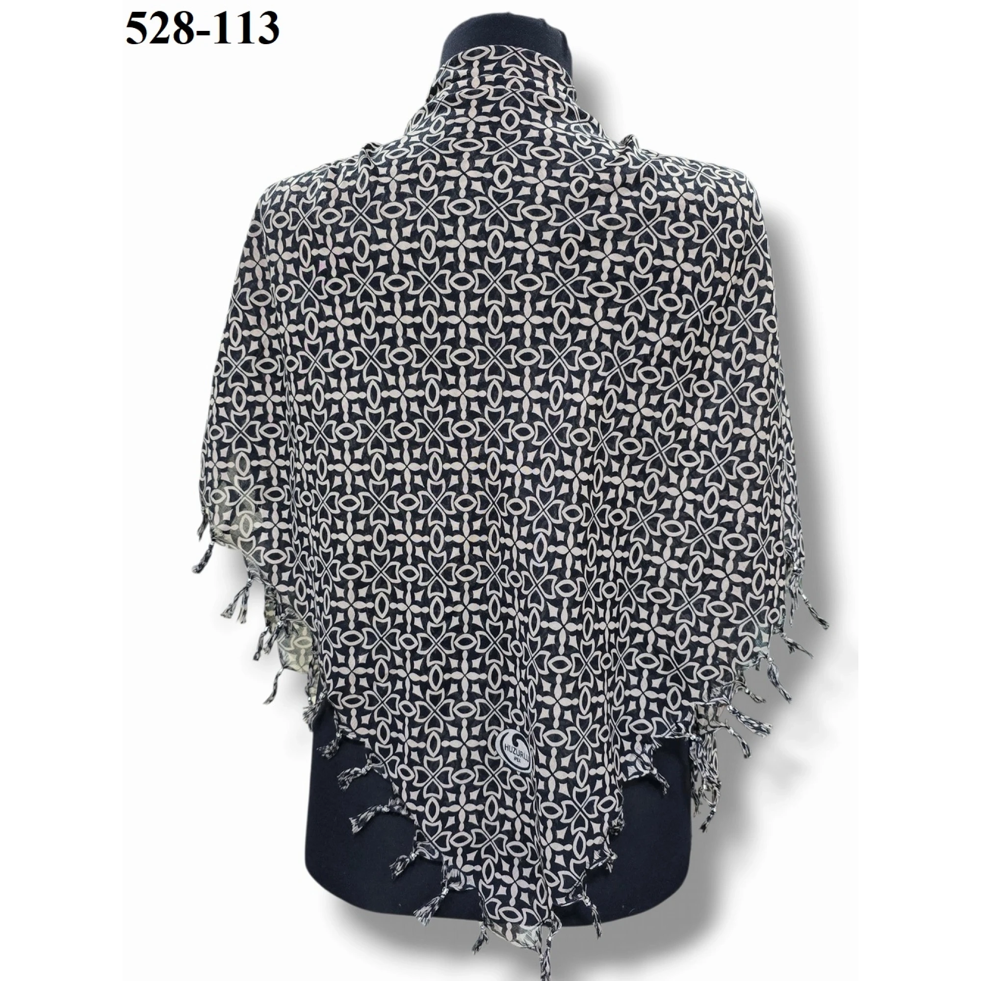 Huzurlu İpek Desenli Sökme Boncuklu Eşarp 528-113