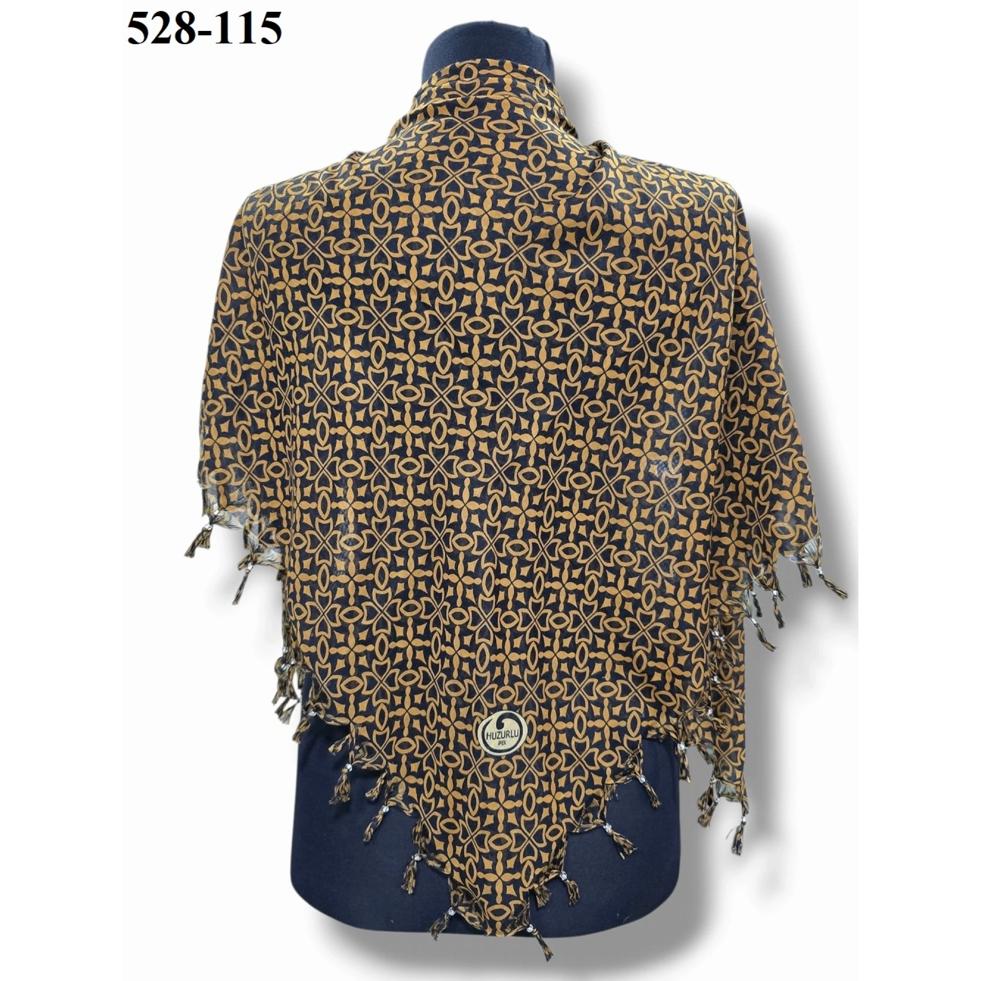 Huzurlu İpek Desenli Sökme Boncuklu Eşarp 528-115