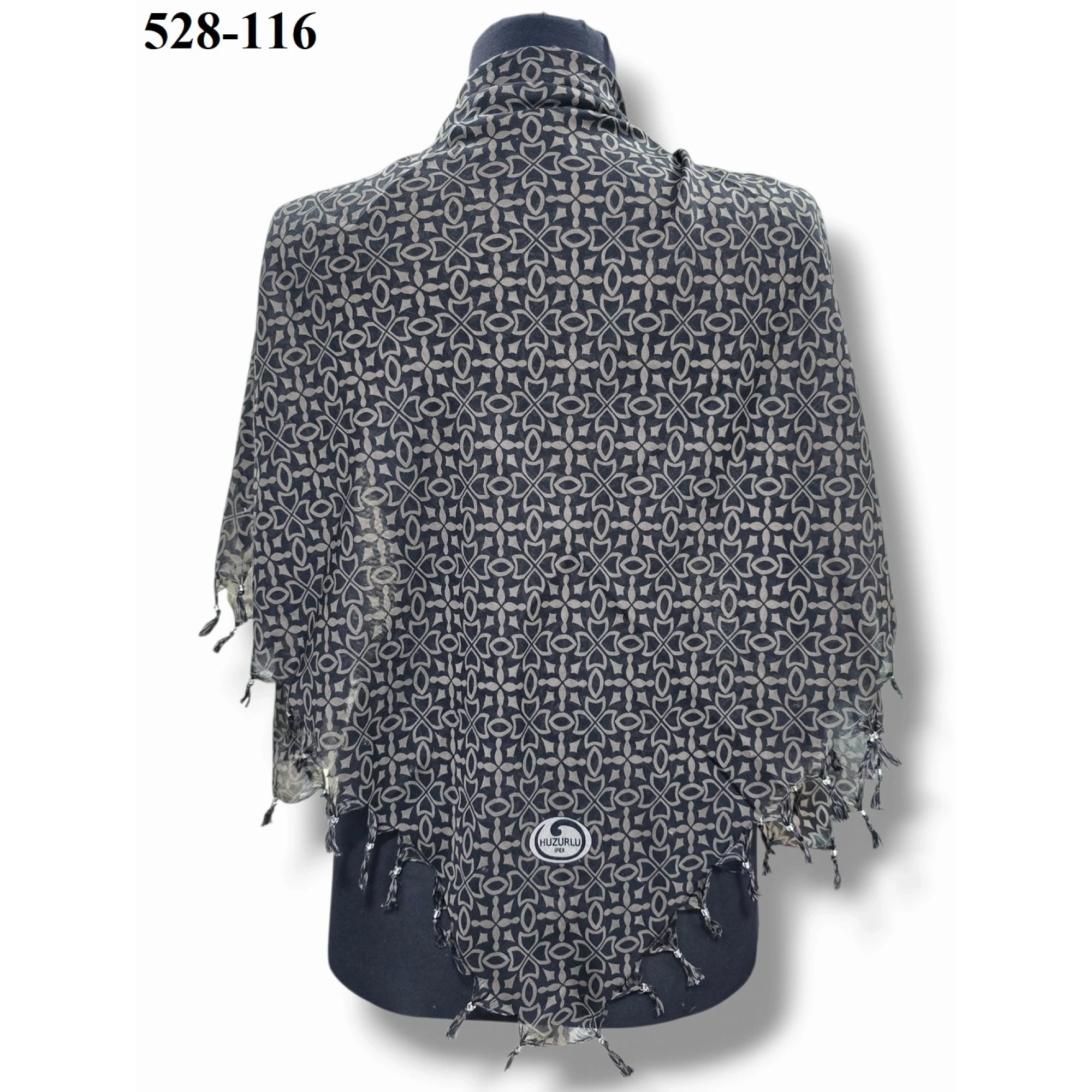 Huzurlu İpek Desenli Sökme Boncuklu Eşarp 528-116