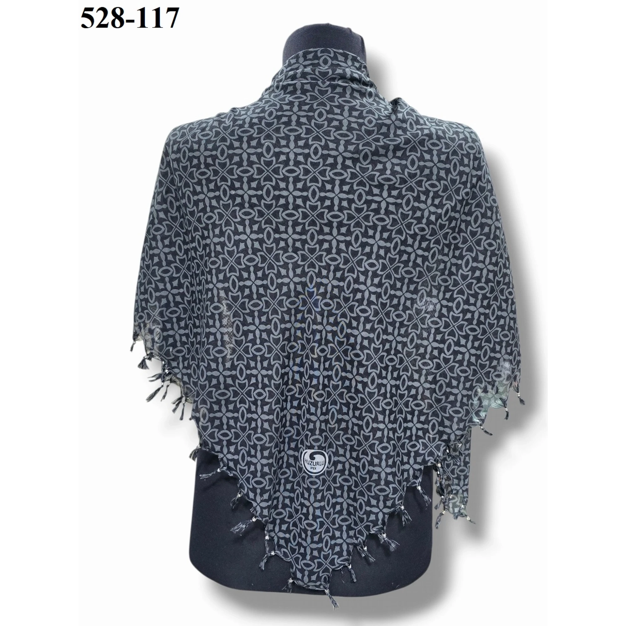 Huzurlu İpek Desenli Sökme Boncuklu Eşarp 528-117