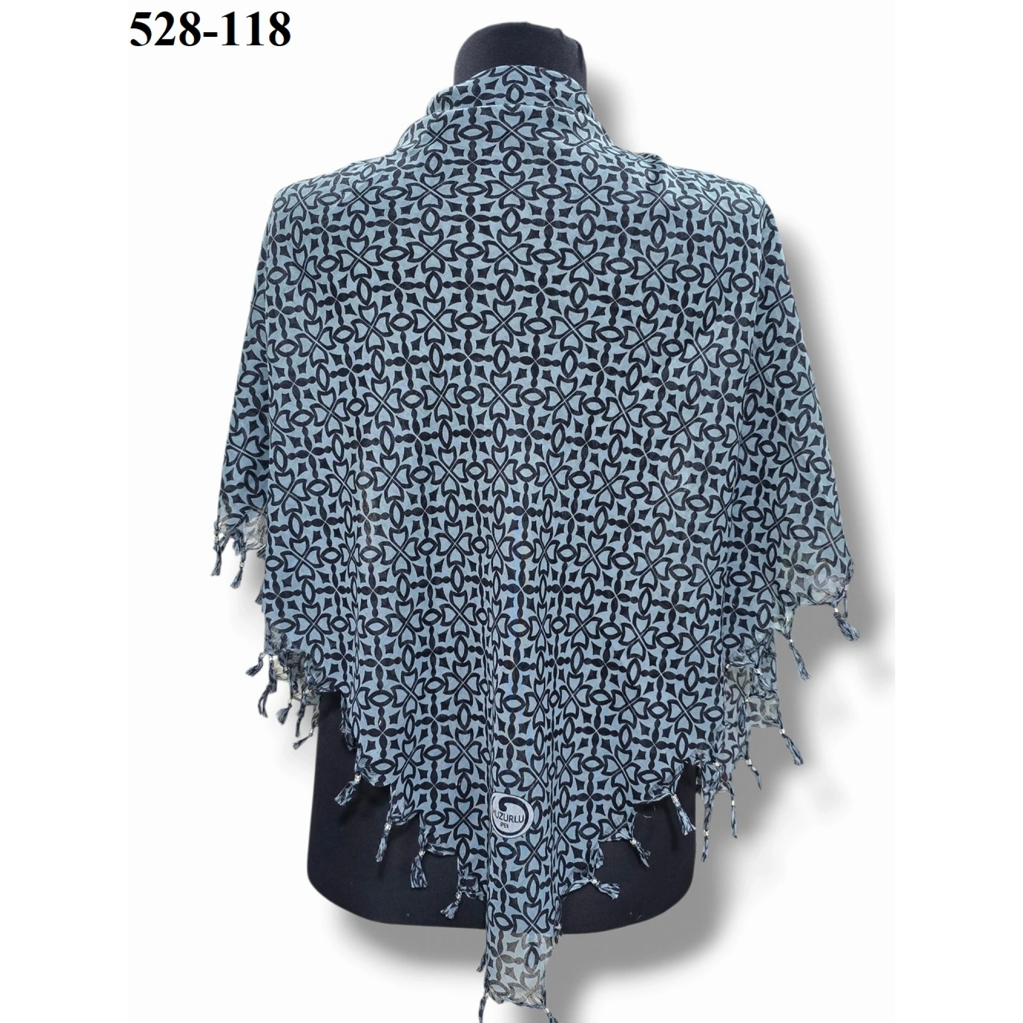 Huzurlu İpek Desenli Sökme Boncuklu Eşarp 528-118