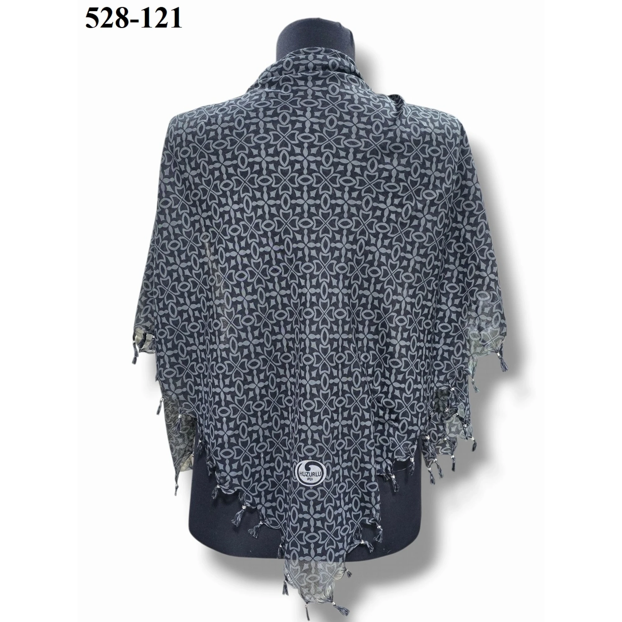 Huzurlu İpek Desenli Sökme Boncuklu Eşarp 528-121
