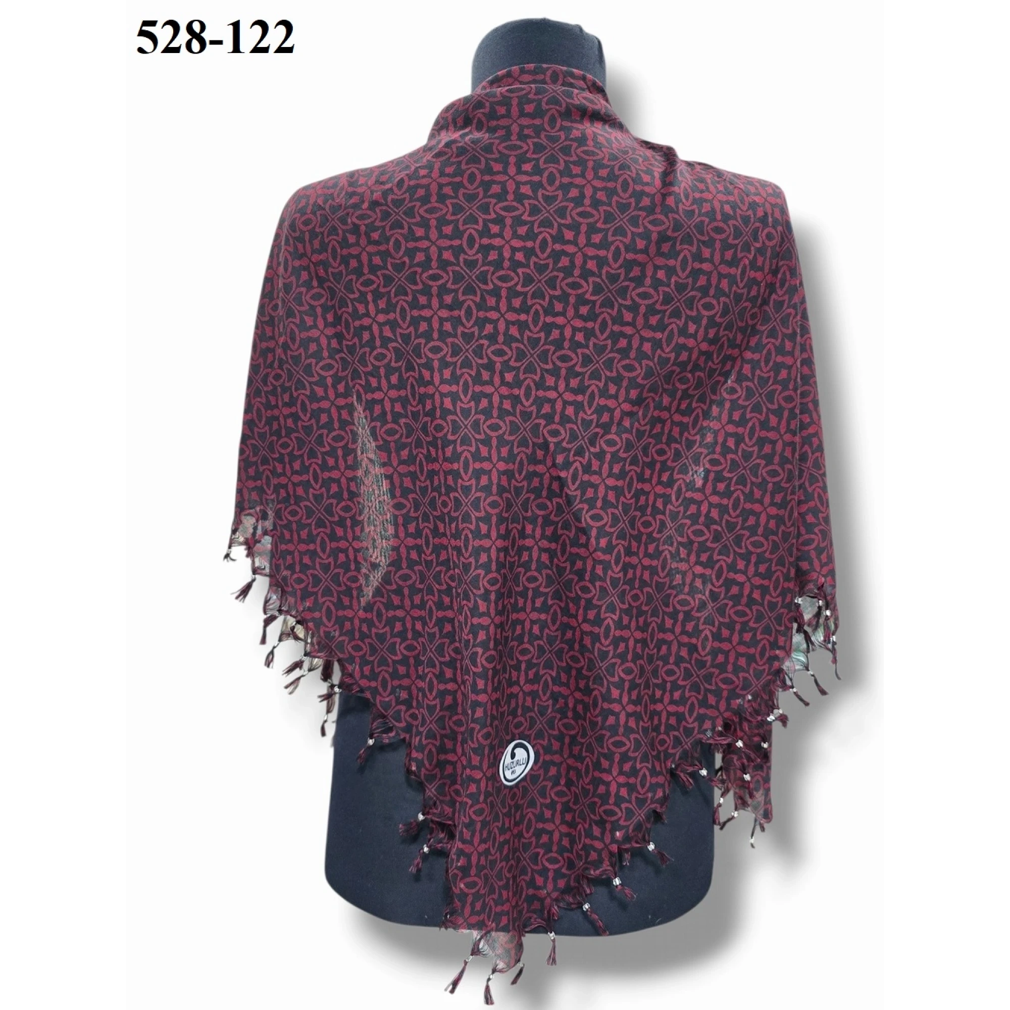 Huzurlu İpek Desenli Sökme Boncuklu Eşarp 528-122