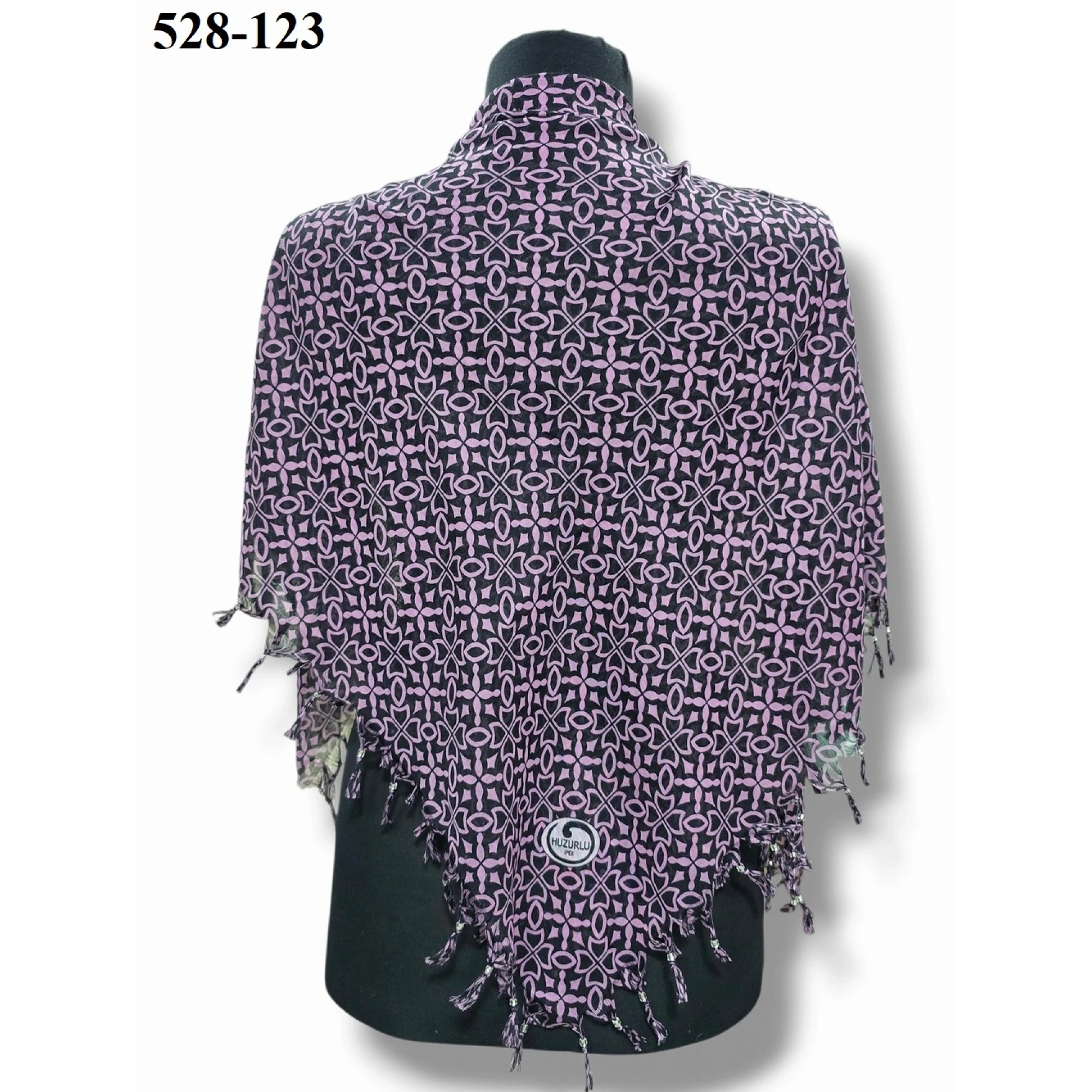 Huzurlu İpek Desenli Sökme Boncuklu Eşarp 528-123