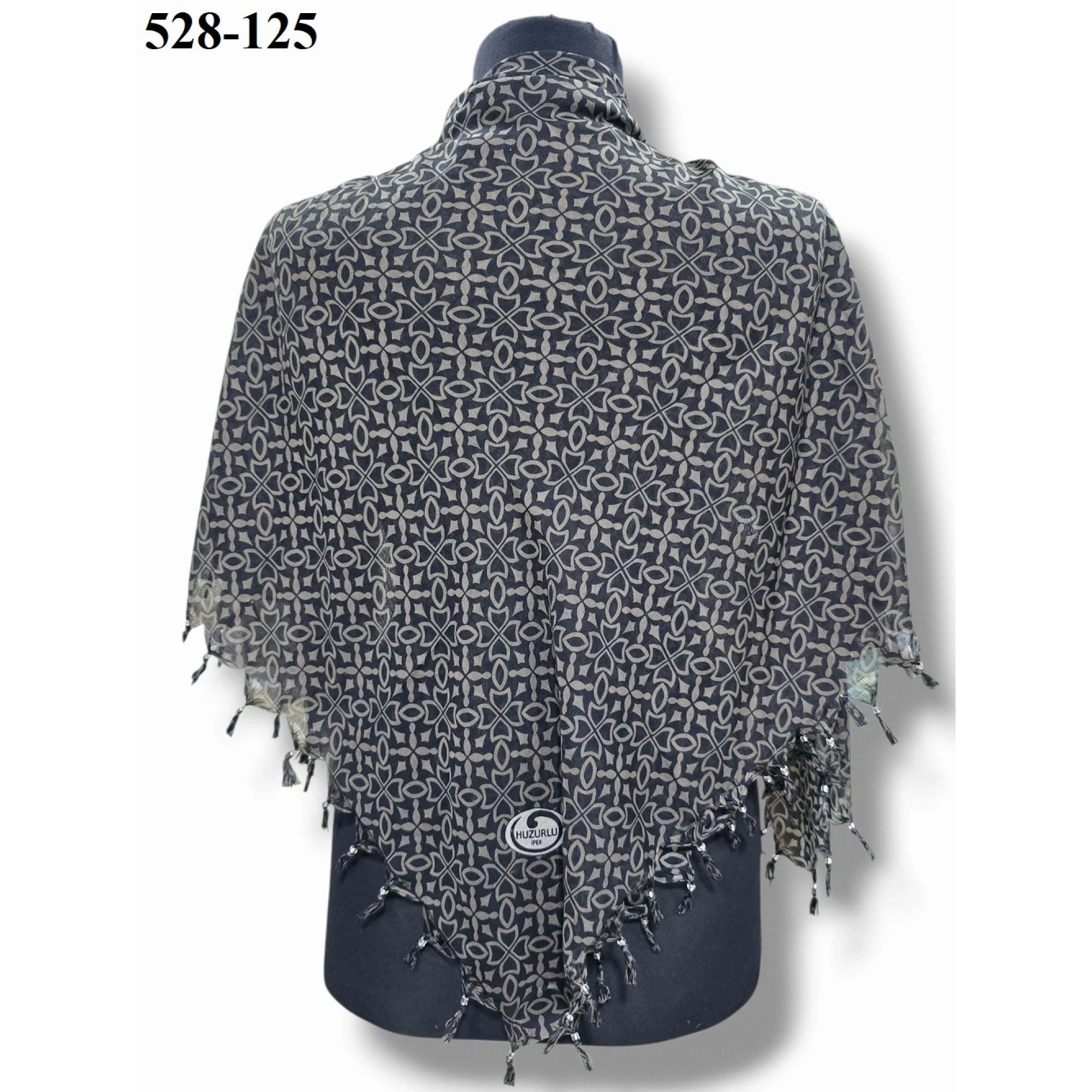 Huzurlu İpek Desenli Sökme Boncuklu Eşarp 528-125
