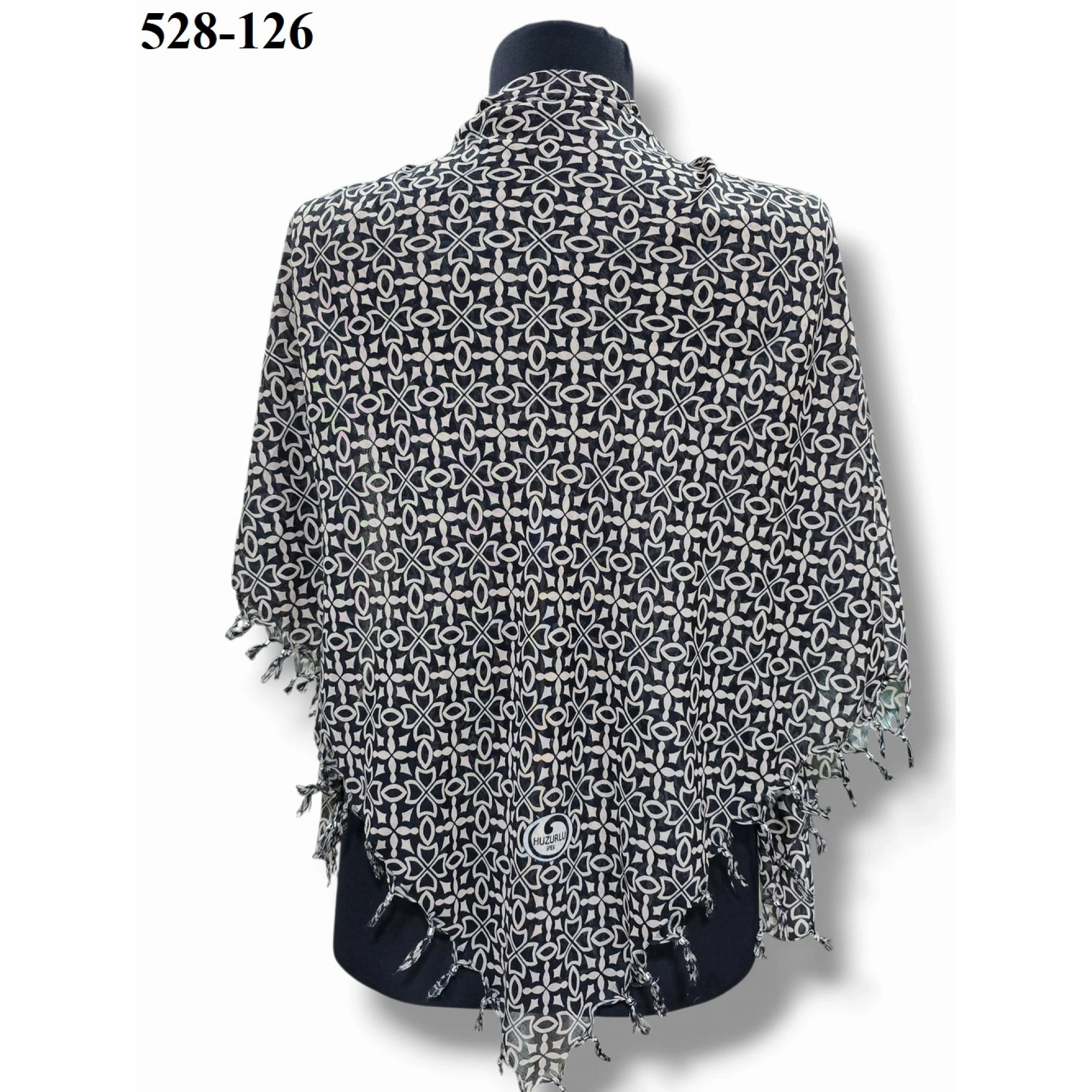Huzurlu İpek Desenli Sökme Boncuklu Eşarp 528-126