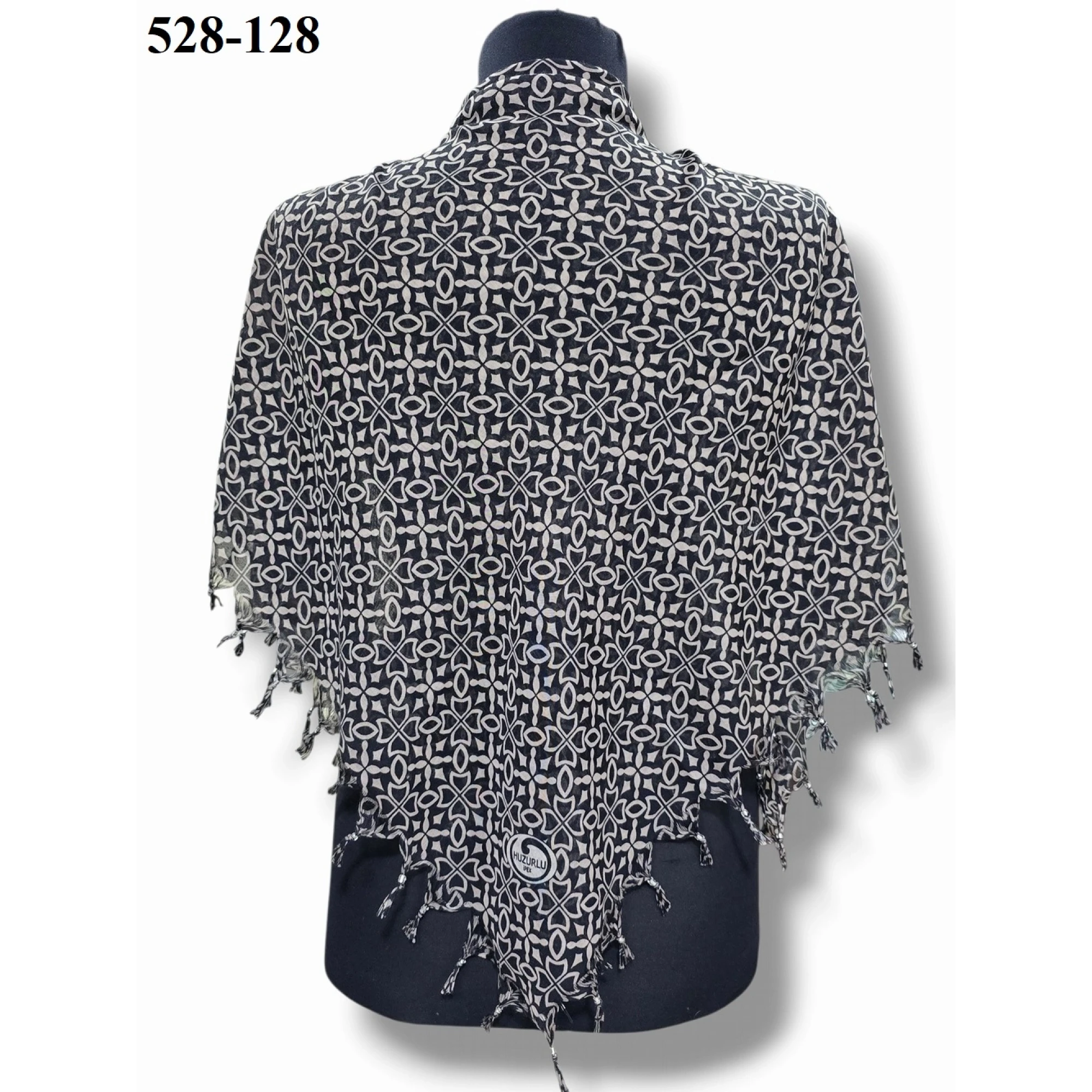 Huzurlu İpek Desenli Sökme Boncuklu Eşarp 528-128