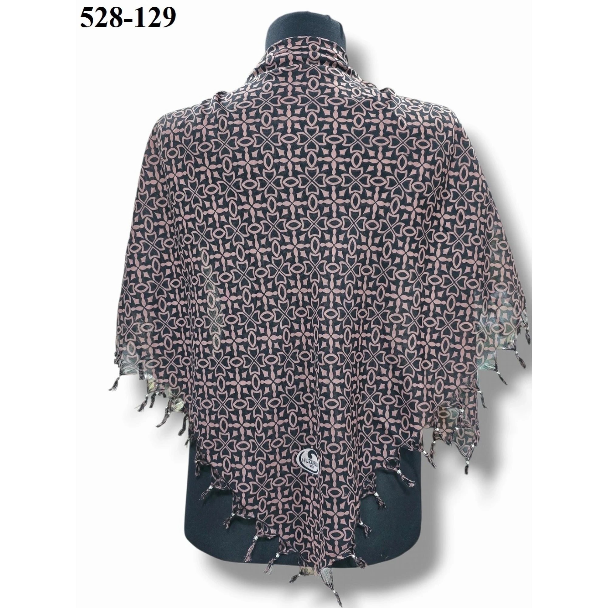 Huzurlu İpek Desenli Sökme Boncuklu Eşarp 528-129