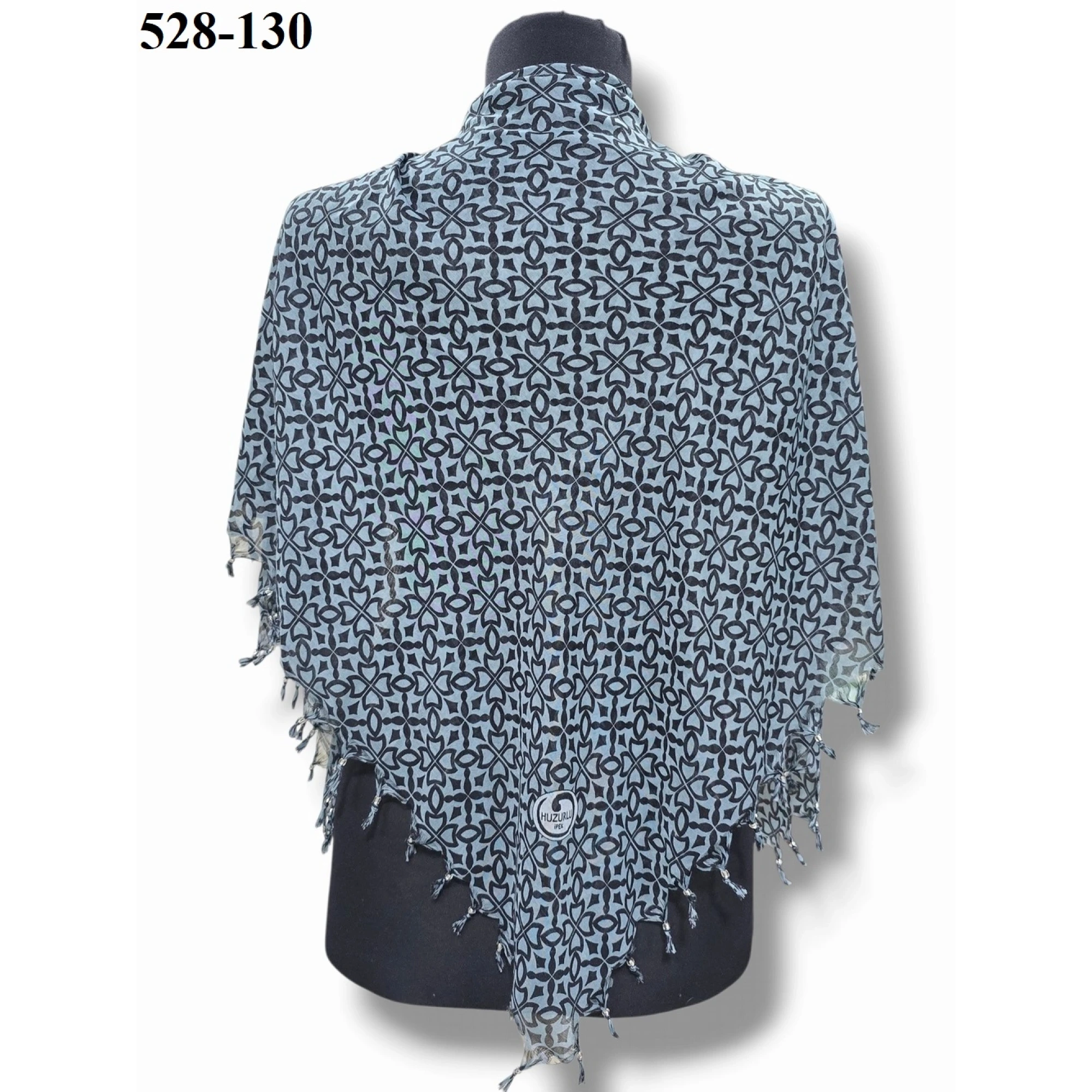 Huzurlu İpek Desenli Sökme Boncuklu Eşarp 528-130