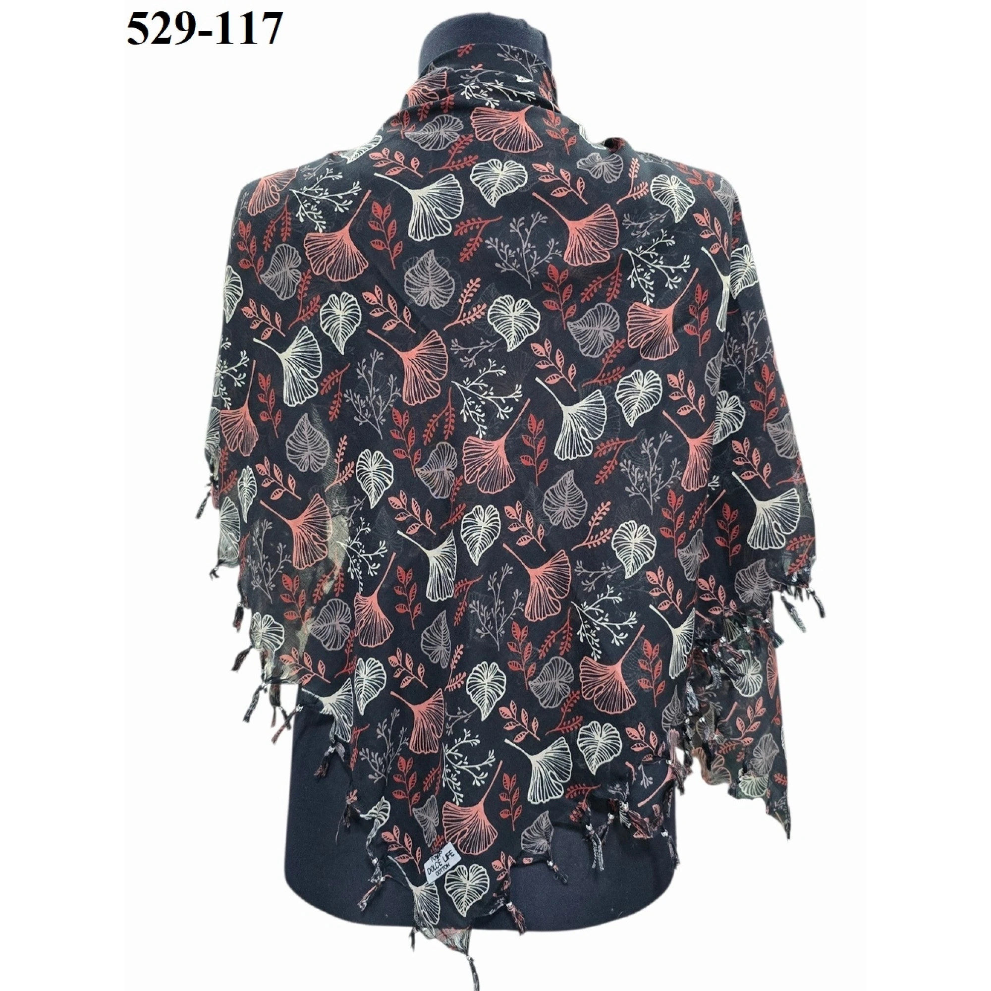 Dolce Life Desenli Sökme Boncuklu Eşarp 529-117