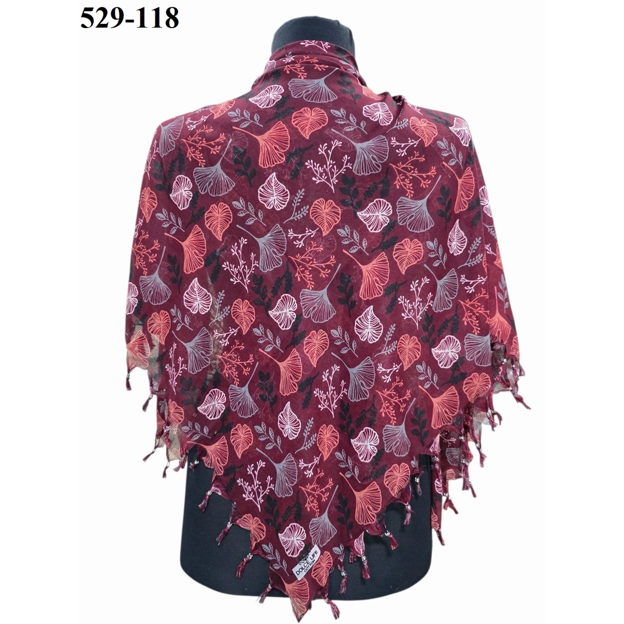 Dolce Life Desenli Sökme Boncuklu Eşarp 529-118