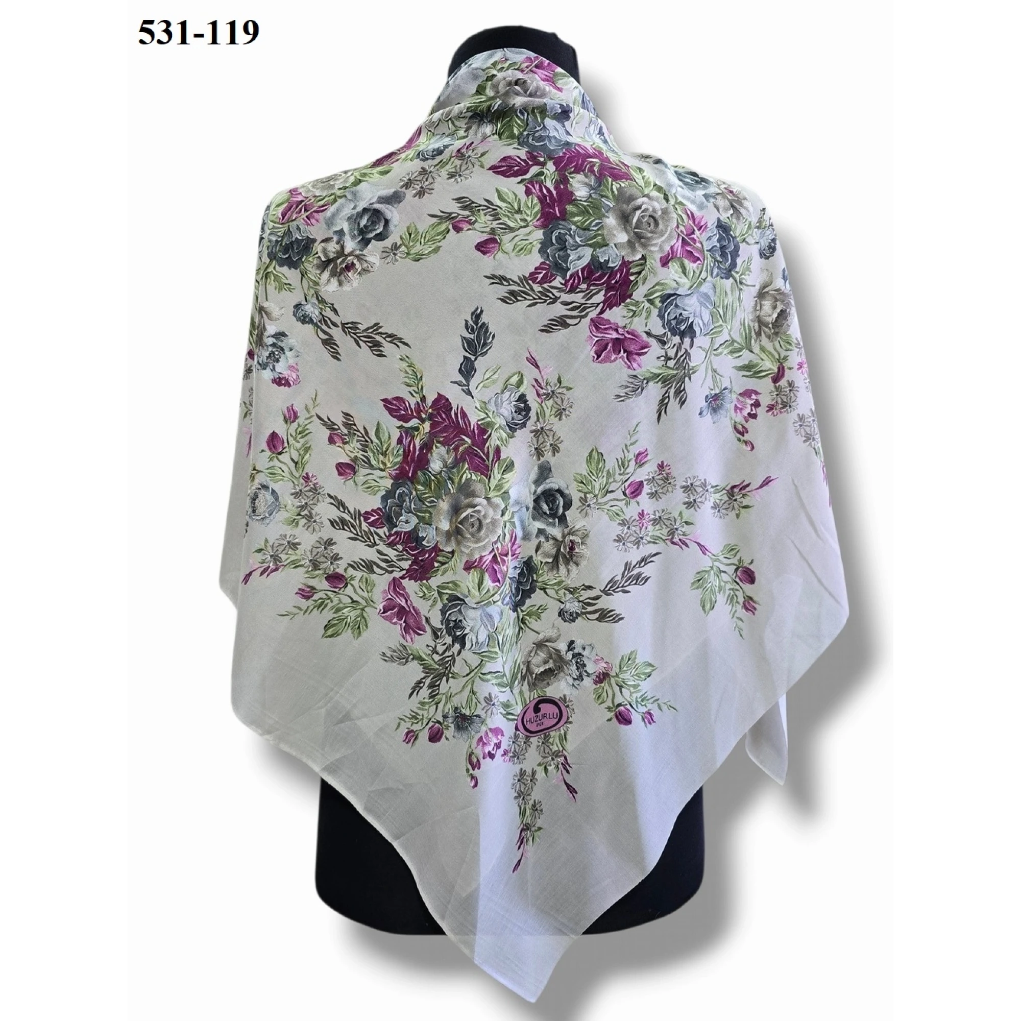 Huzurlu İpek Polyester Oyalık Yazma 531-119