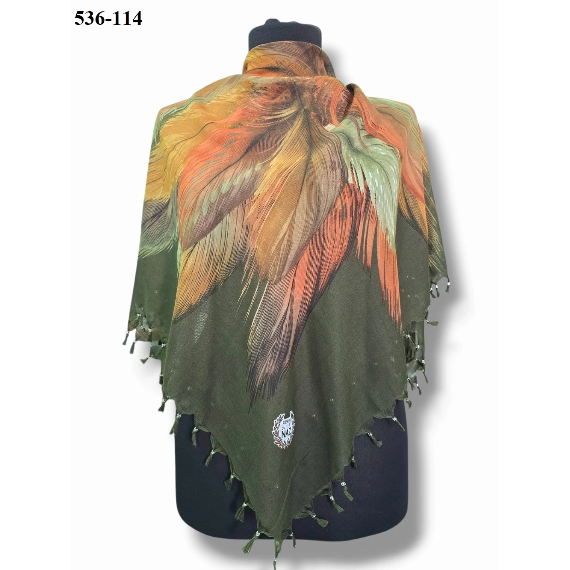 Naz İpek Desenli Sökme Boncuklu Eşarp 536-114