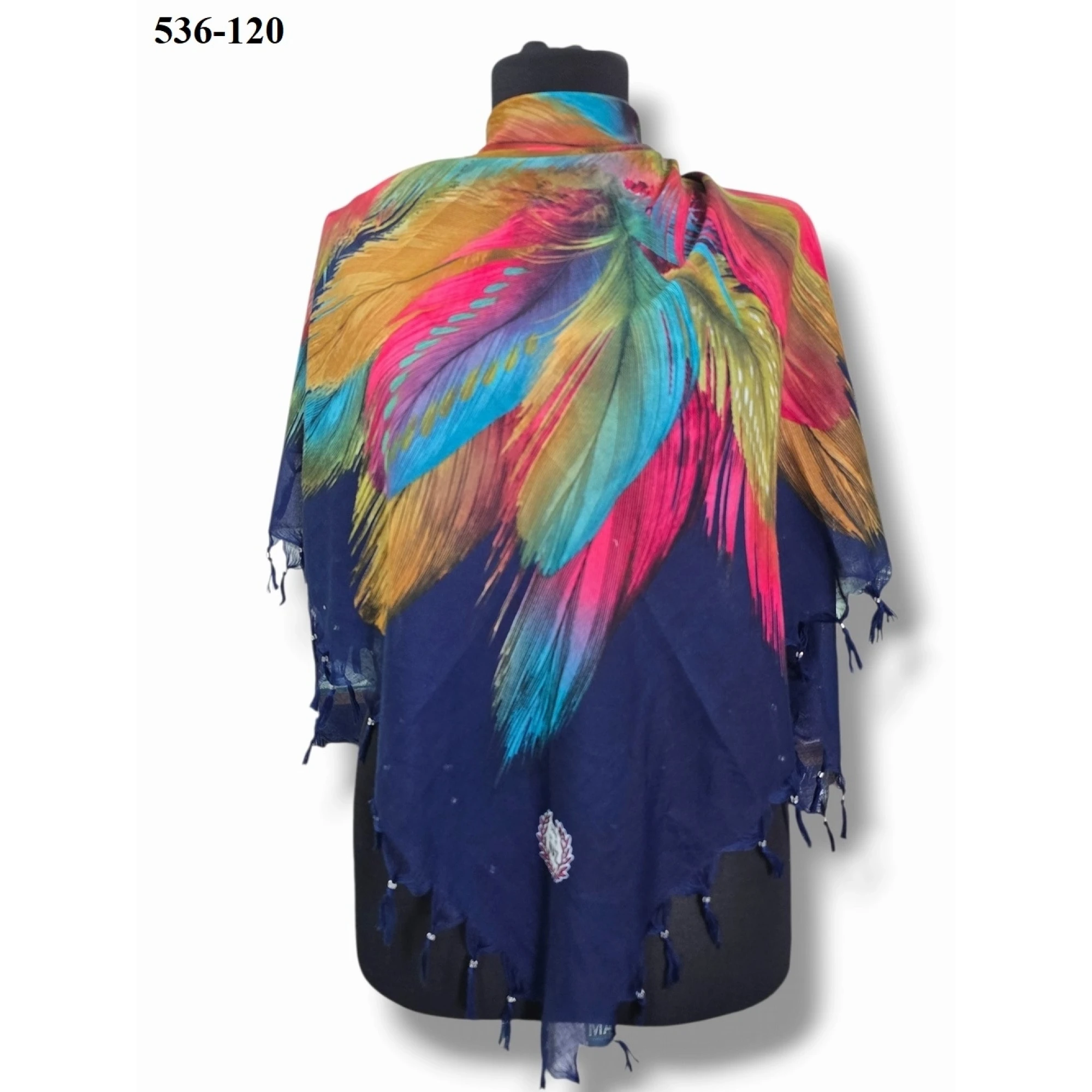 Naz İpek Desenli Sökme Boncuklu Eşarp 536-120