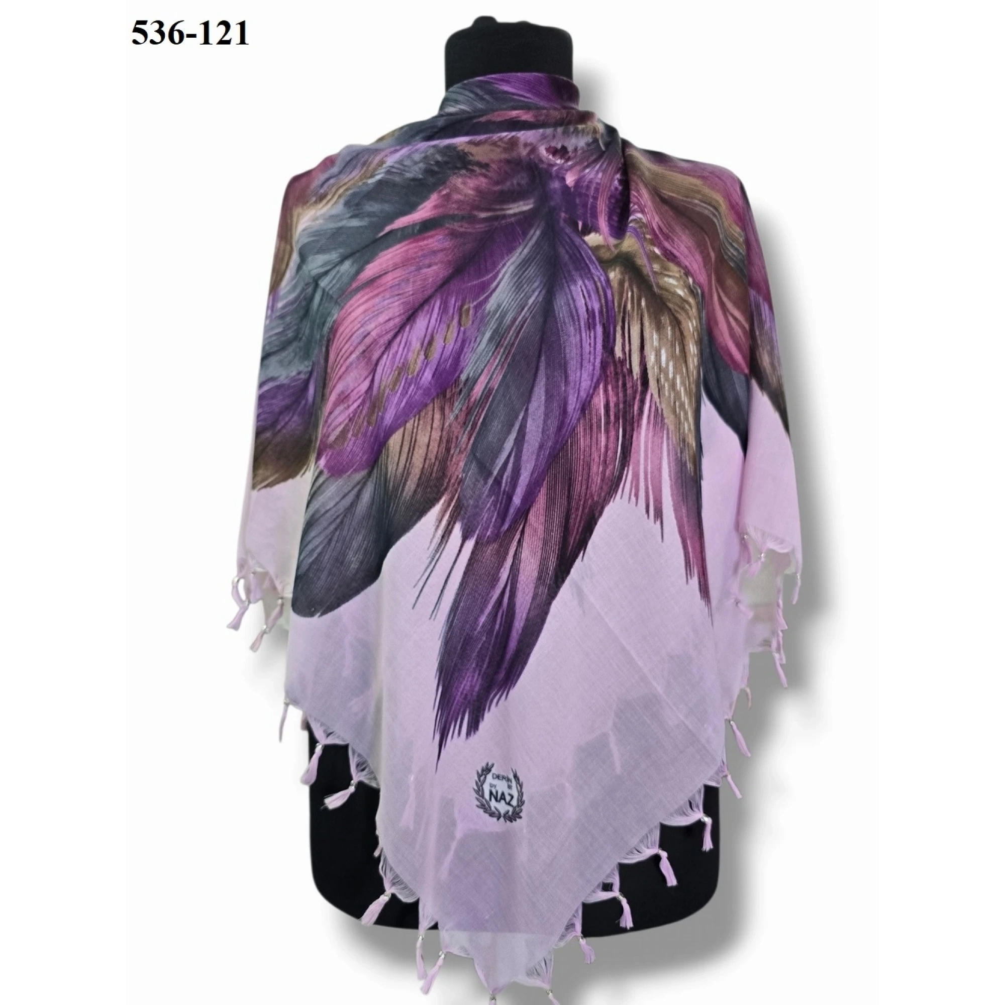 Naz İpek Desenli Sökme Boncuklu Eşarp 536-121