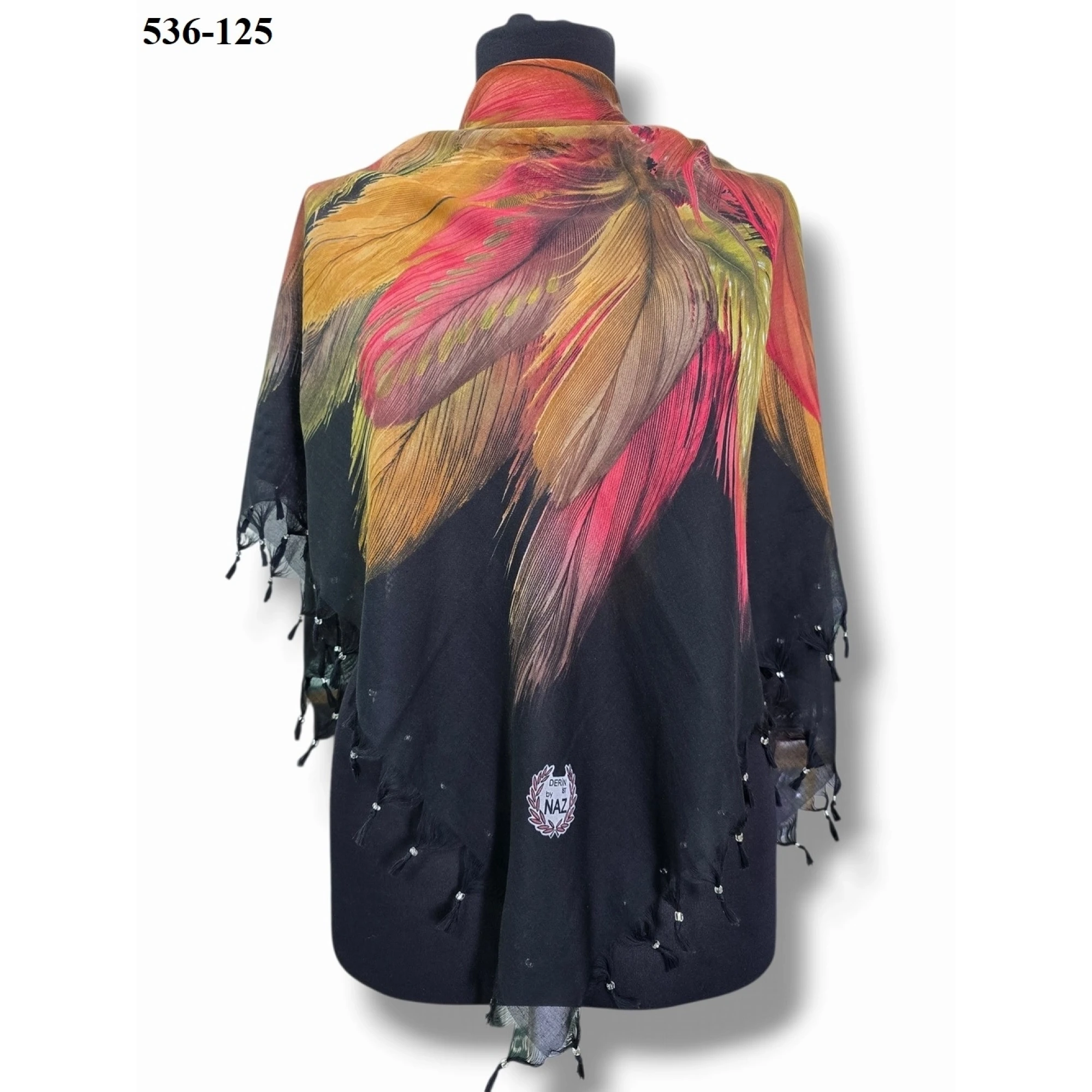 Naz İpek Desenli Sökme Boncuklu Eşarp 536-125