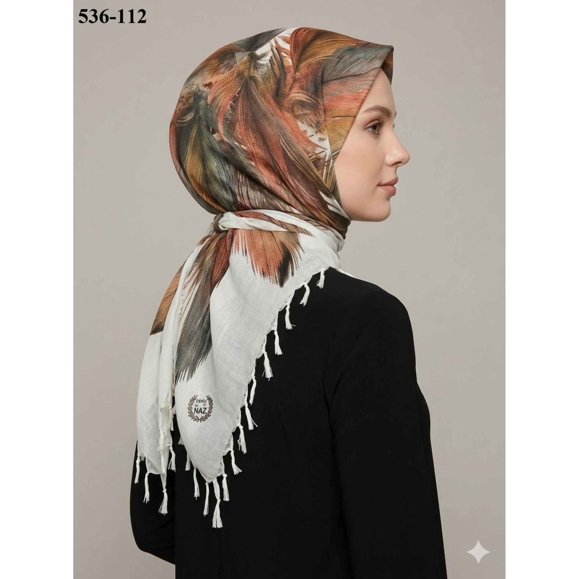 Naz İpek Desenli Sökme Boncuklu Eşarp 536-112