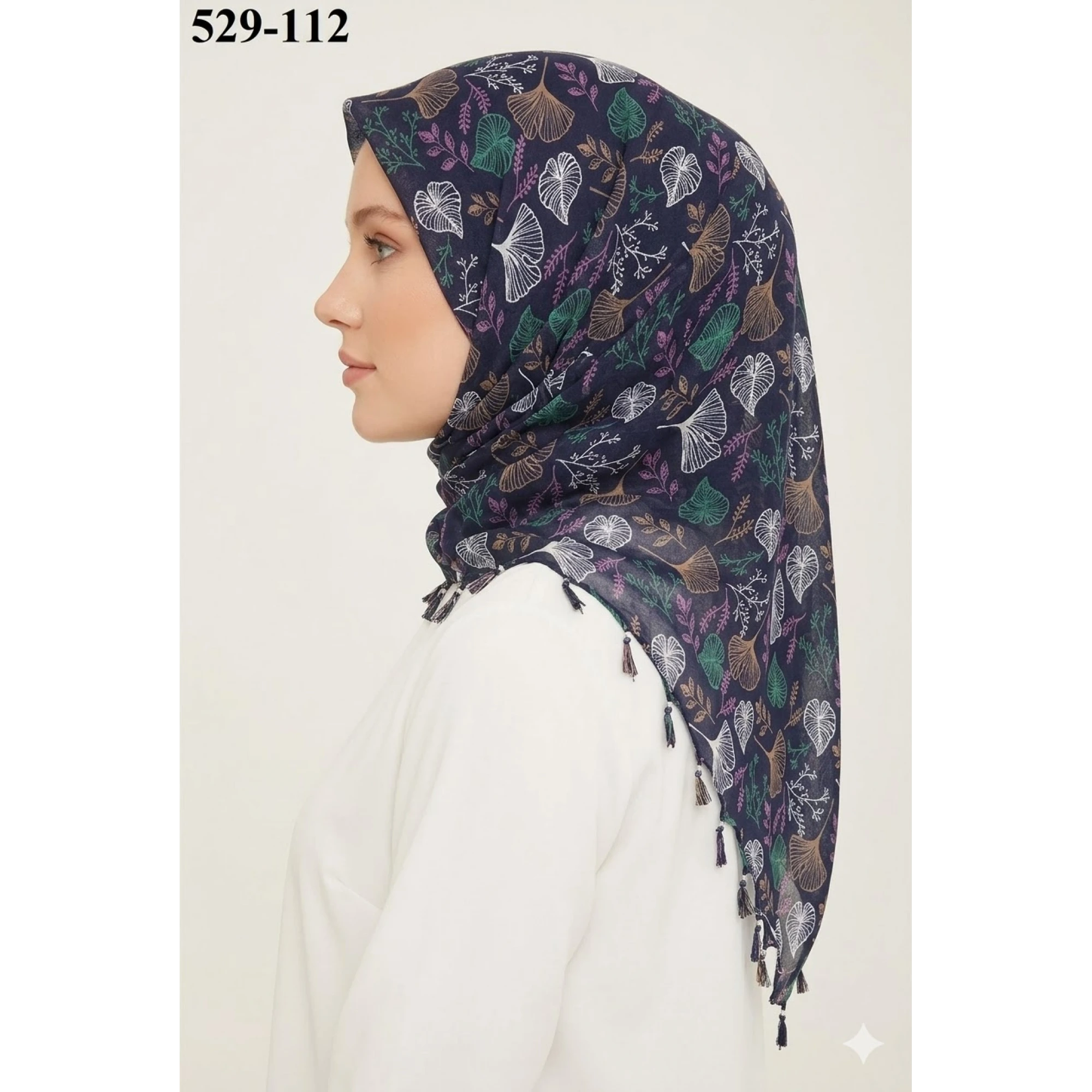 Dolce Life Desenli Sökme Boncuklu Eşarp 529-112