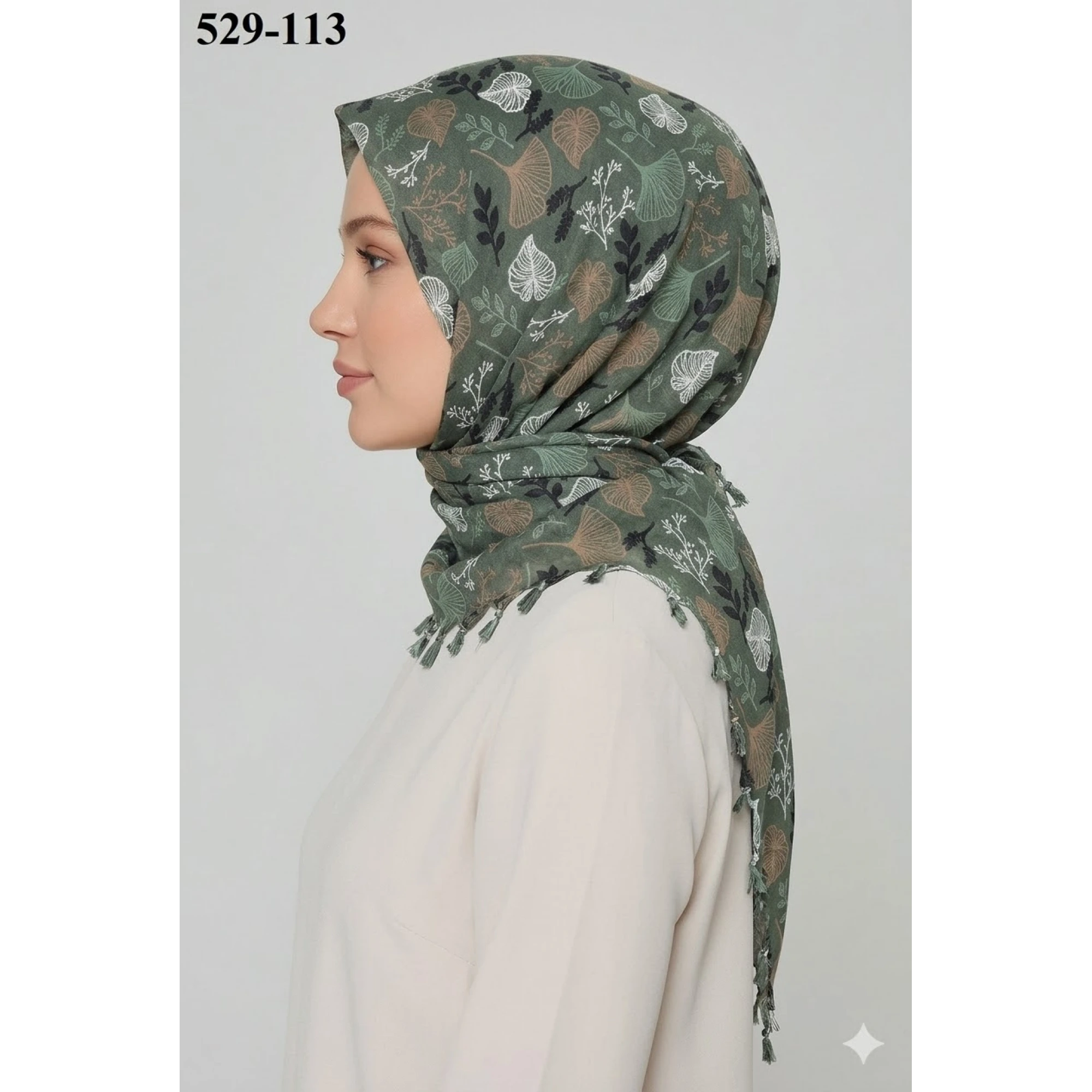 Dolce Life Desenli Sökme Boncuklu Eşarp 529-113